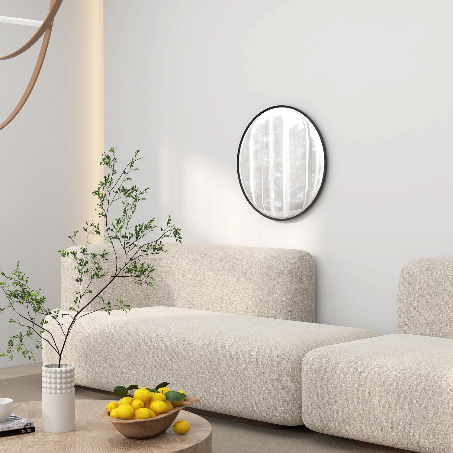Rund svart väggspegel – 60x60 cm, Aluminiumram