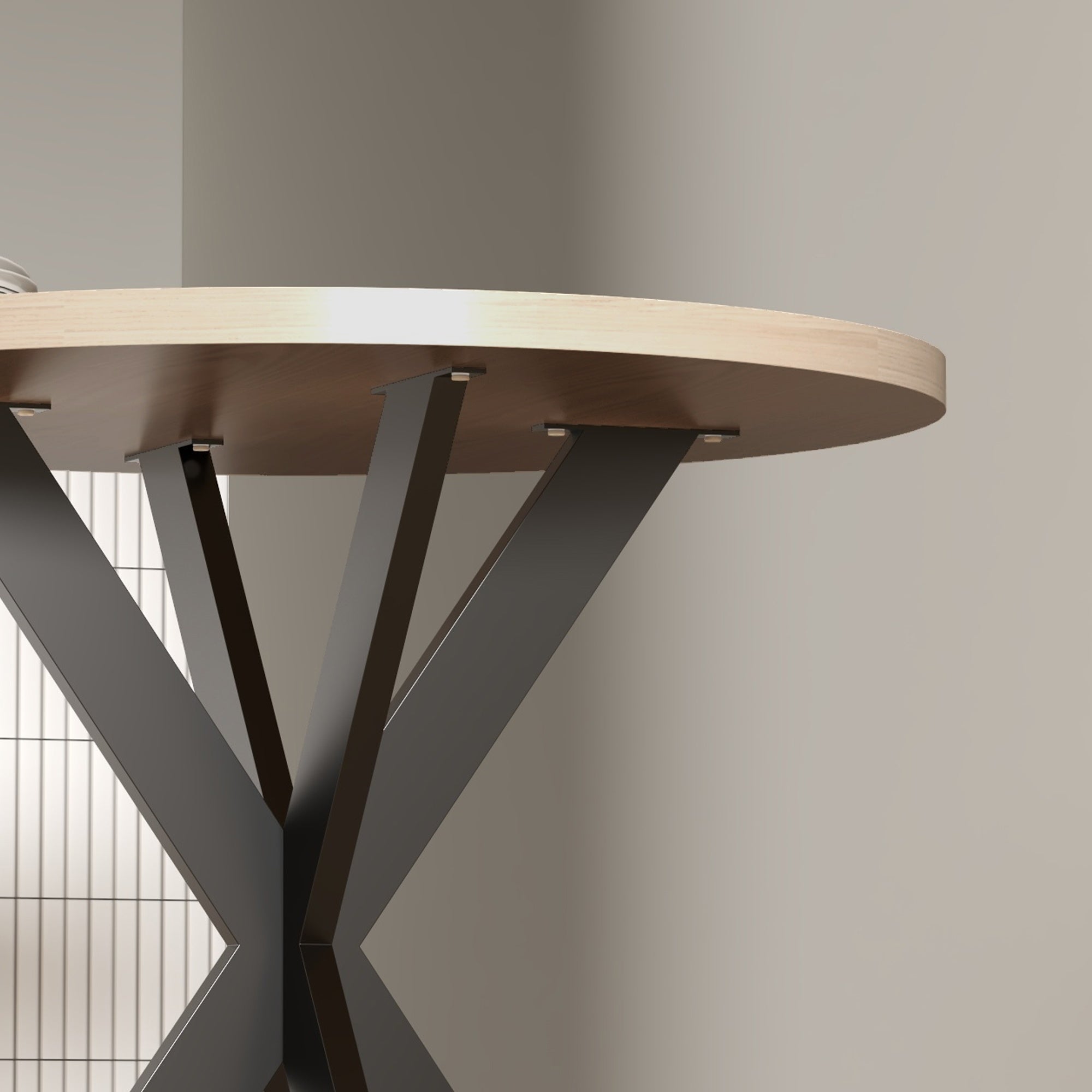 Runt matbord, 75 cm, plats för 2-4, brun MDF