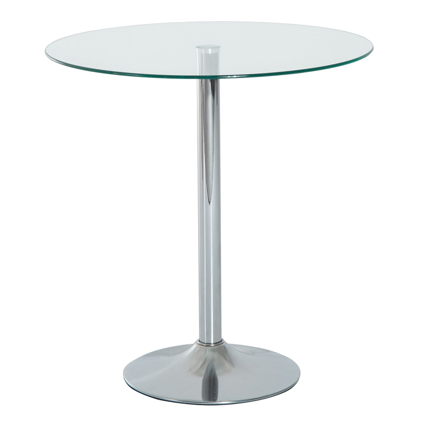 Runt matbord i glas, 70 cm, underrede i metall