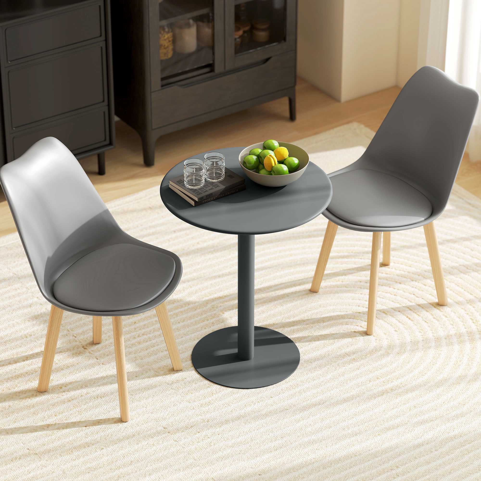 Runt matbord i stål för 2 – Kompakt, modern design