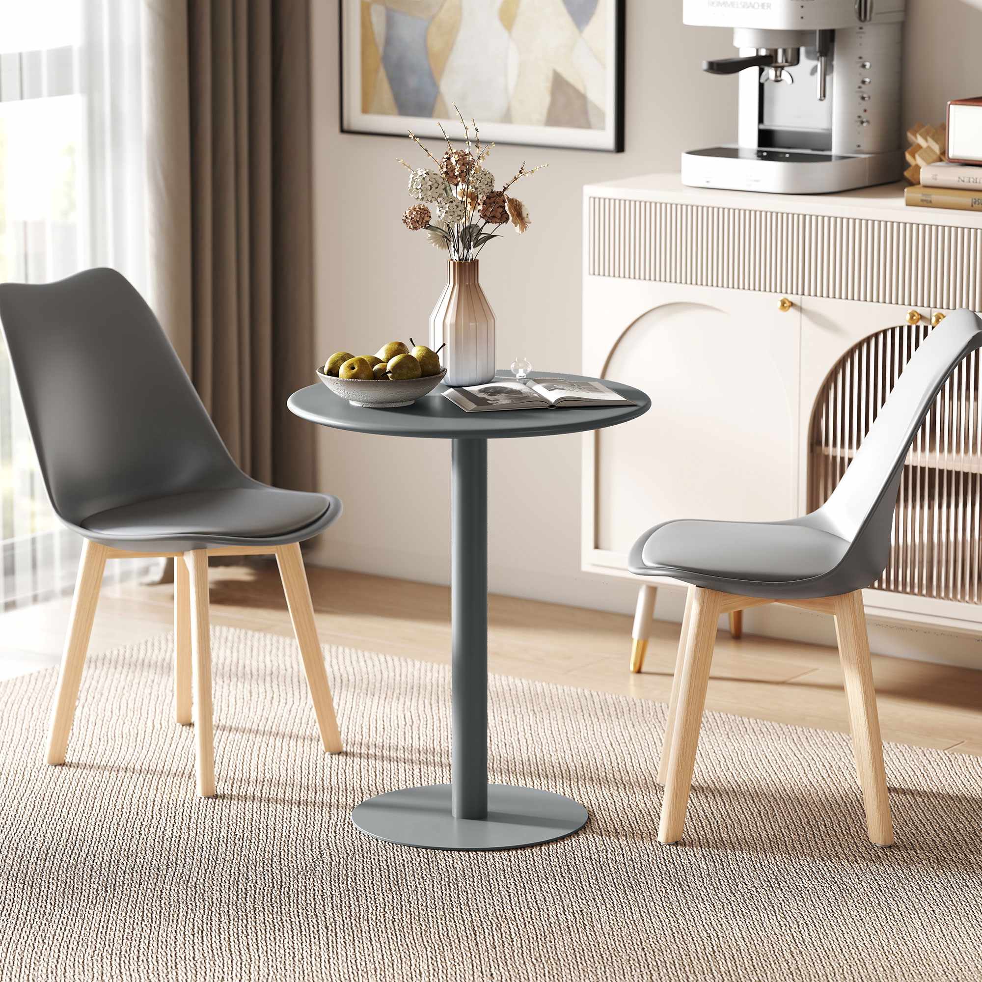 Runt matbord i stål för 2 – Kompakt, modern design