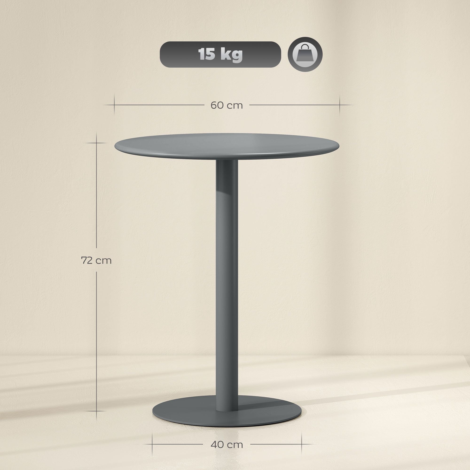 Runt matbord i stål för 2 – Kompakt, modern design
