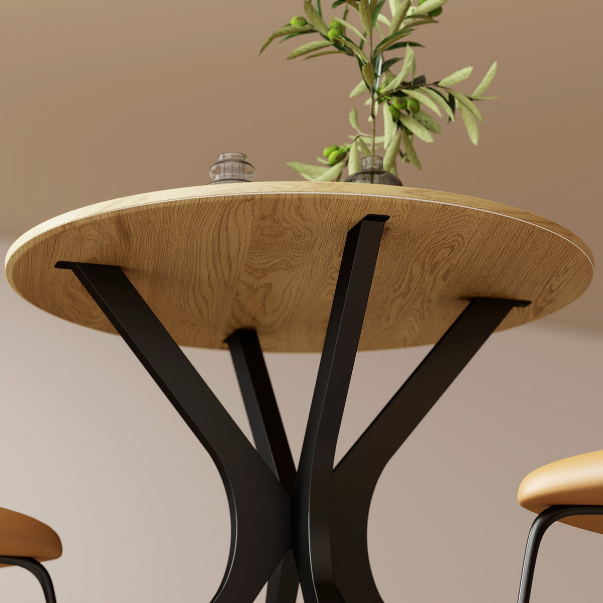 Rundt spisebord, moderne design, 78 x 78 x 75 cm, naturlig tre