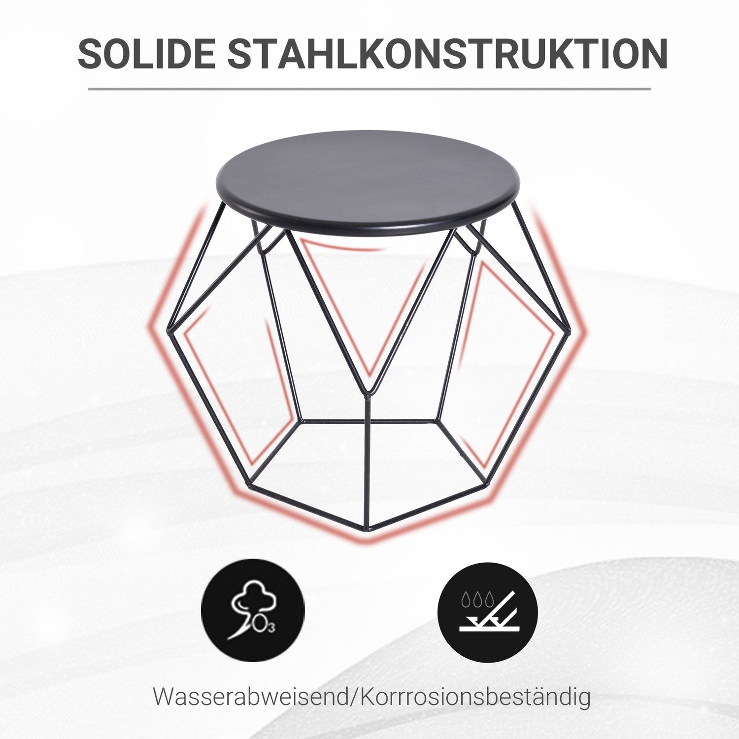 Runt soffbord med förvaring – Metallkorgdesign