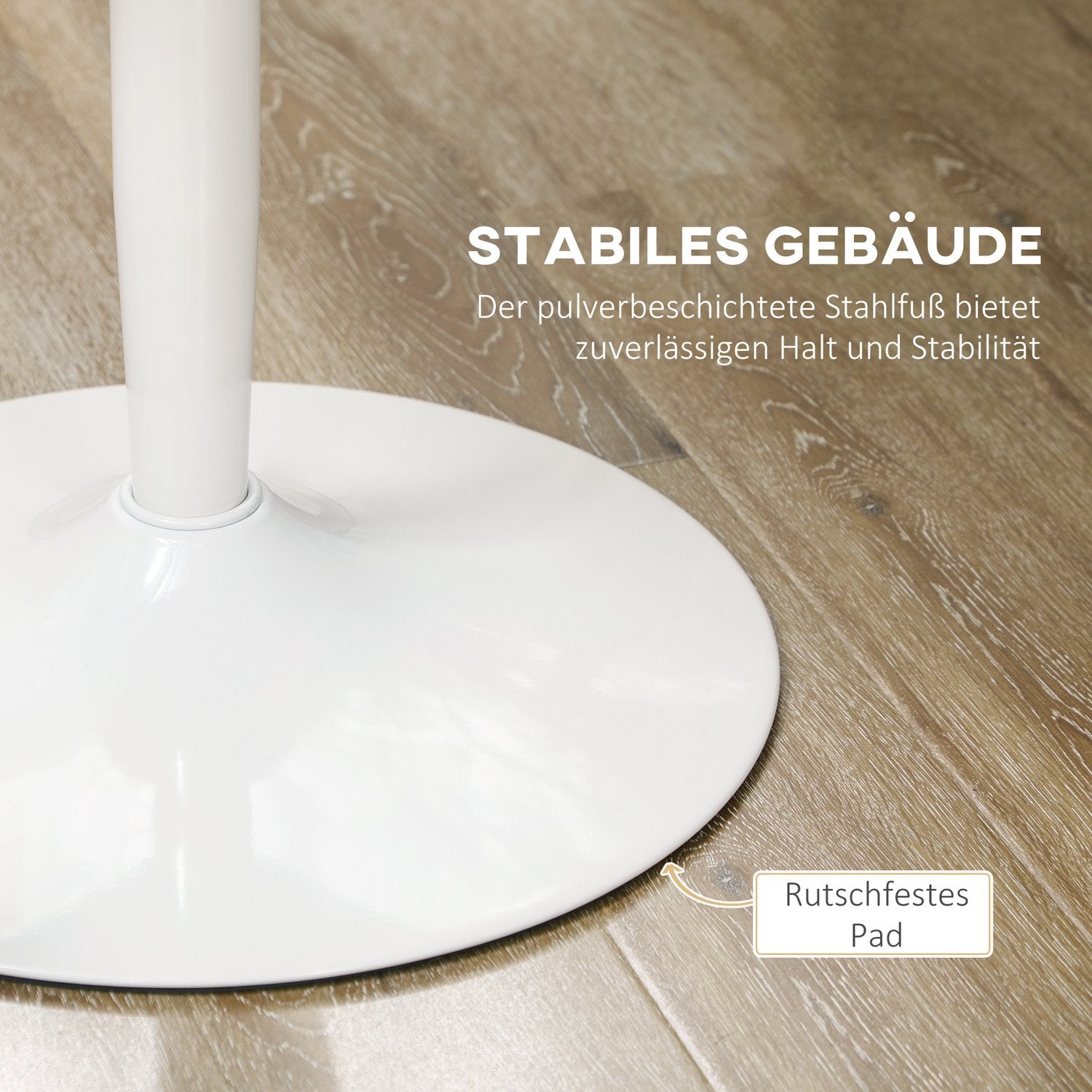 Runt vitt matbord, modernt stålben, Ø80 x 75 cm