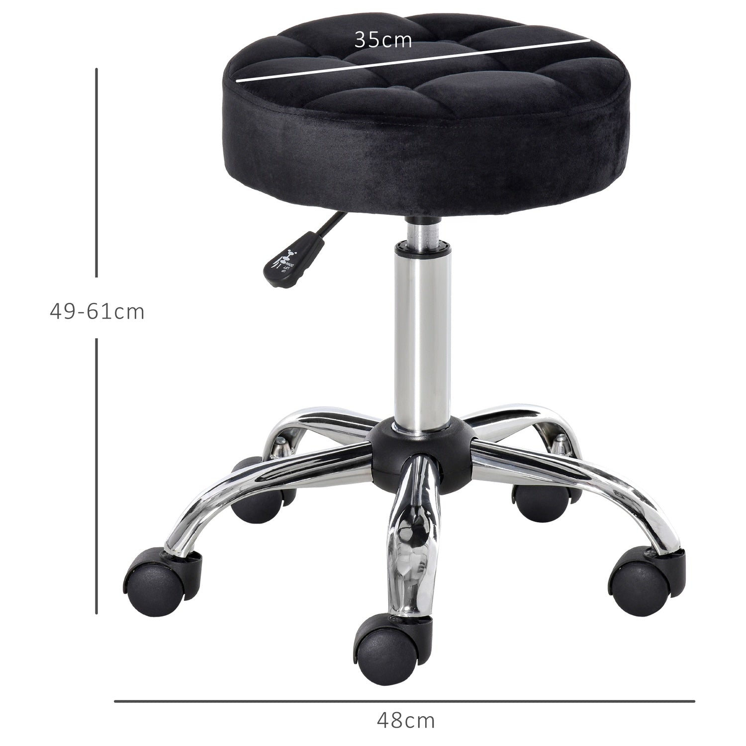 Black Velvet Salon Chair – Justerbar vridbar med hjul