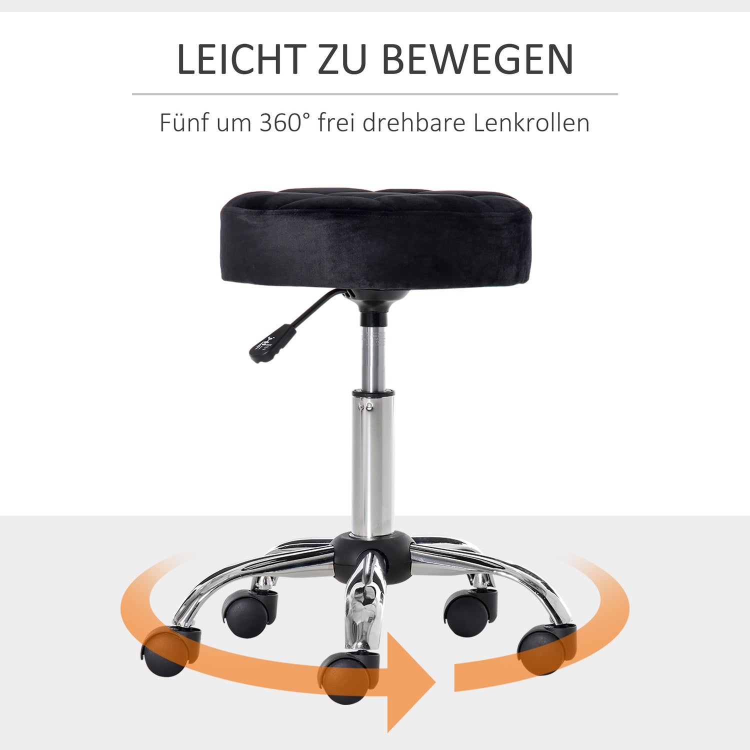 Black Velvet Salon Chair – Justerbar vridbar med hjul