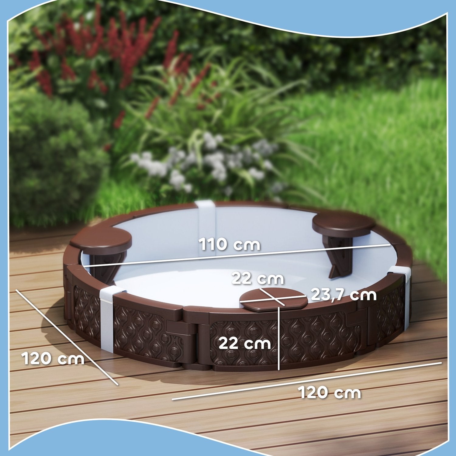 Sandlåda med vattentät bas och lock, för åldrarna 1,5-5