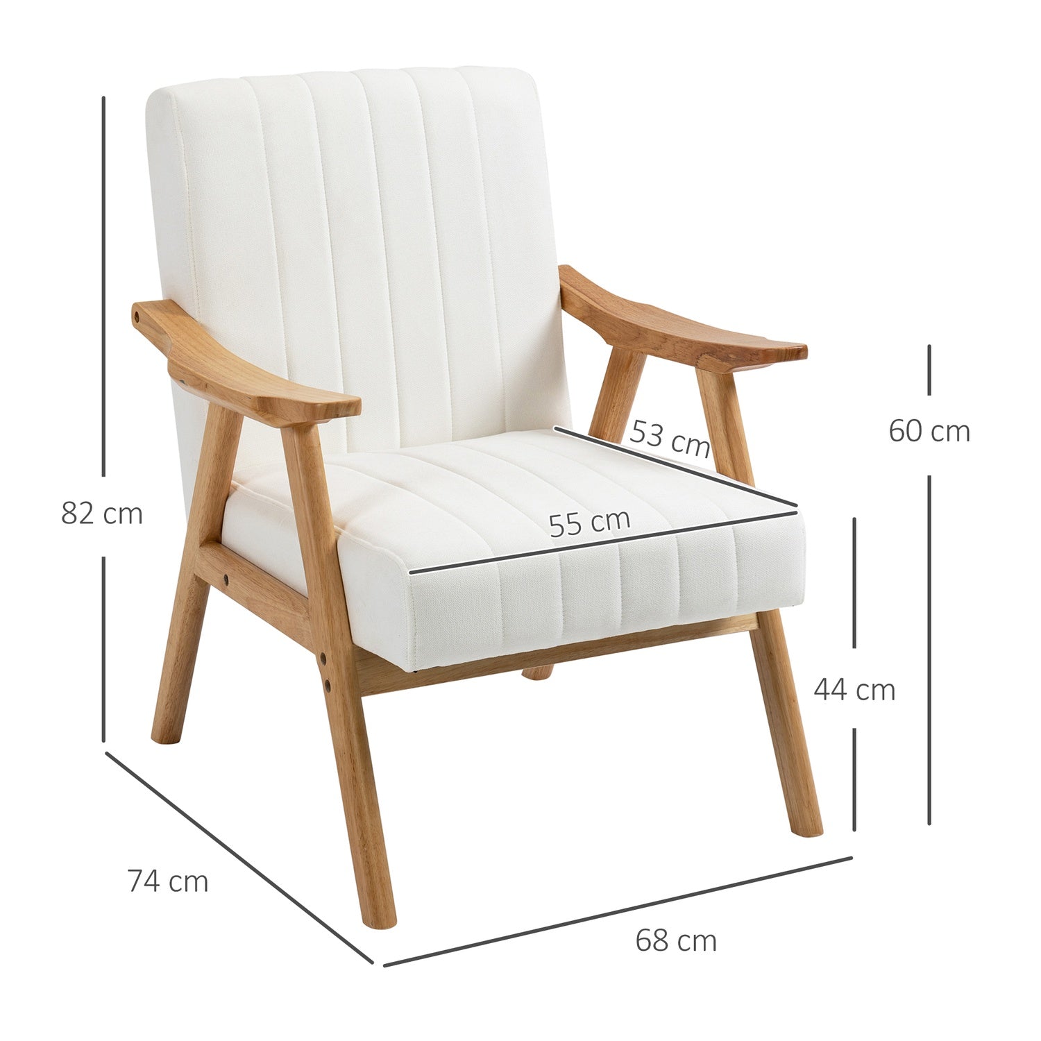 Scandi klädd loungestol i sammetslook med armstöd