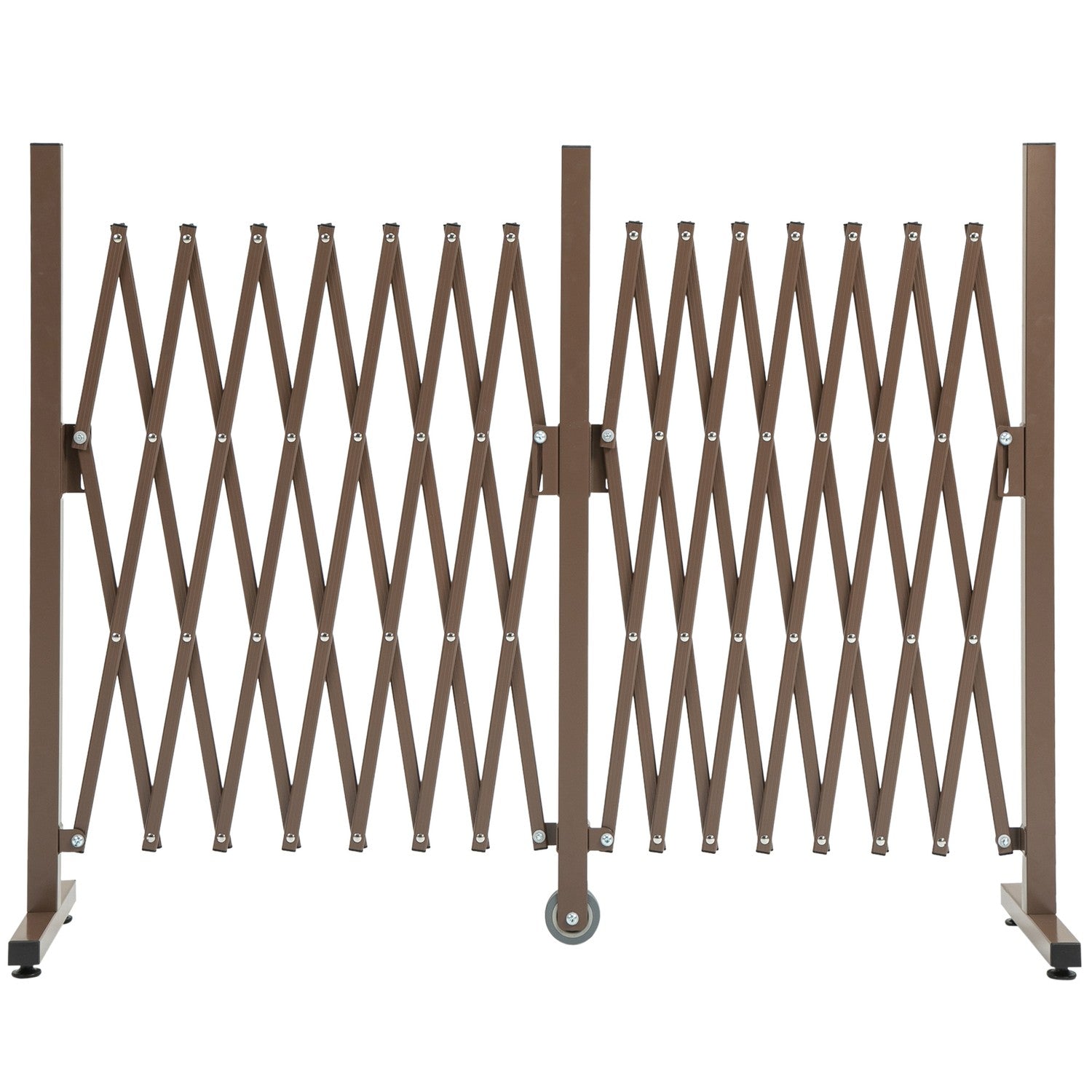 Expanderbar trädgårdsbarriär i aluminium, brun, 52-405 cm