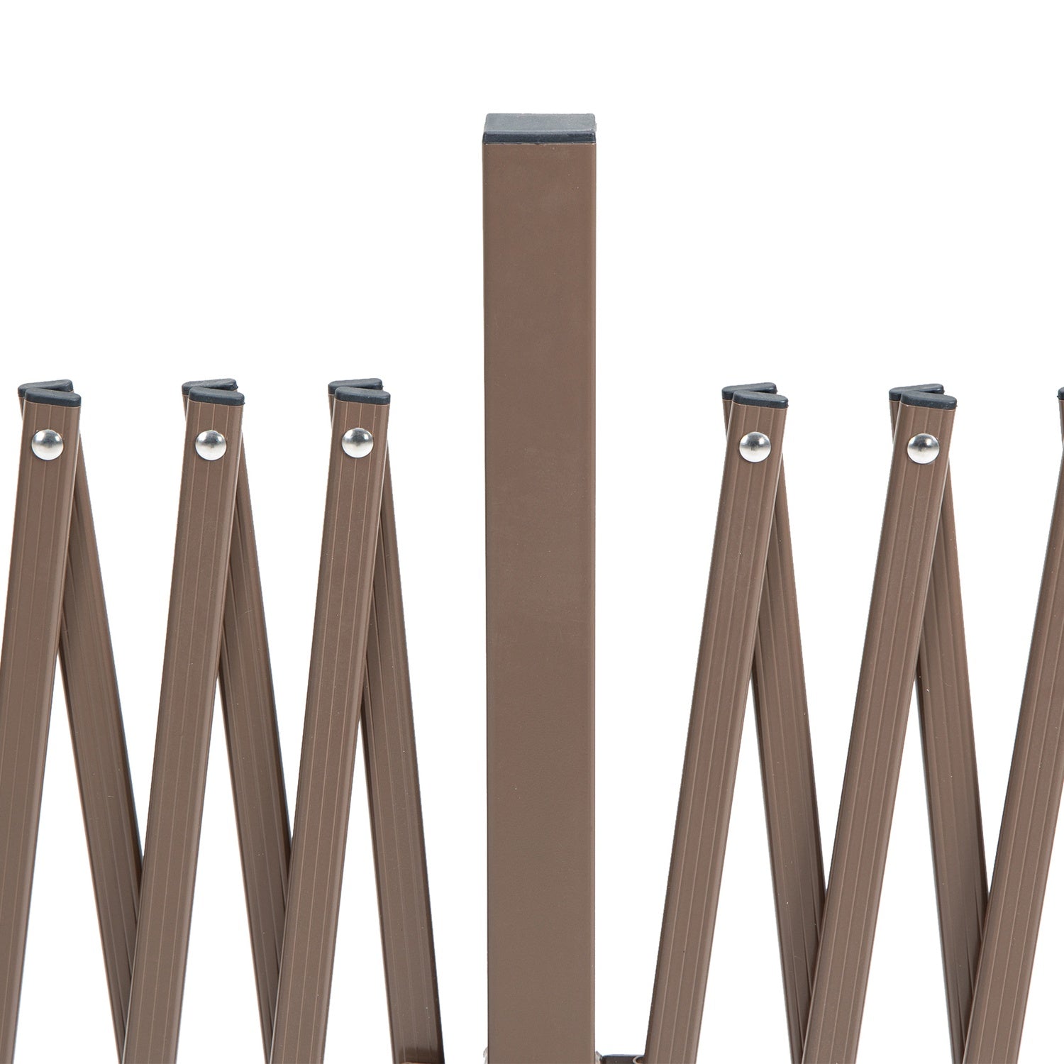 Expanderbar trädgårdsbarriär i aluminium, brun, 52-405 cm