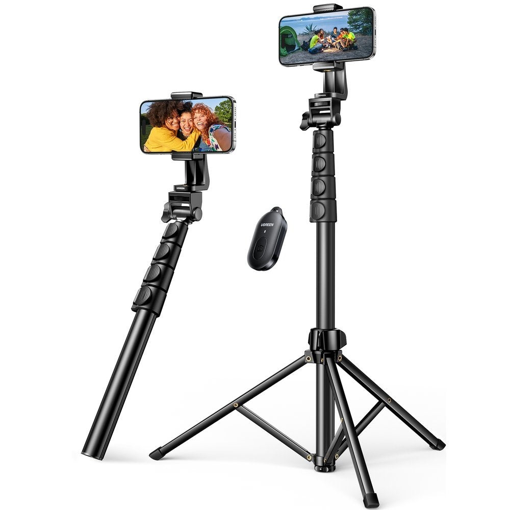 Selfiestick med stativ och Bluetooth-fjärrkontroll lång selfiestick 1,8m svart