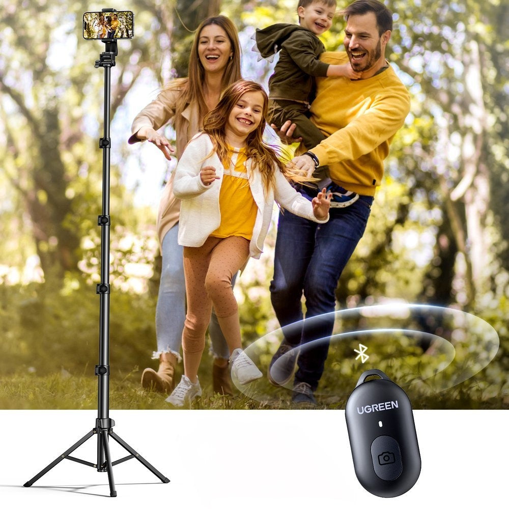 Selfiestick med stativ och Bluetooth-fjärrkontroll lång selfiestick 1,8m svart