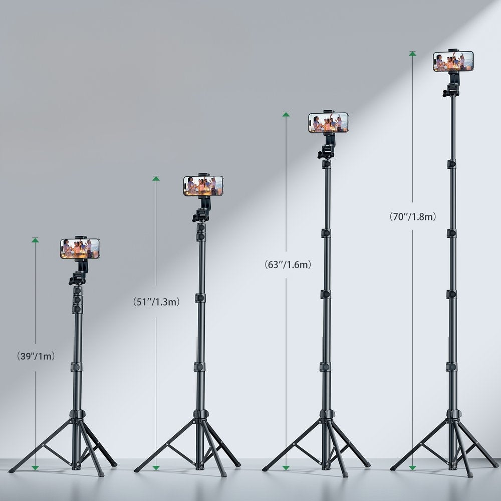 Selfiestick med stativ och Bluetooth-fjärrkontroll lång selfiestick 1,8m svart