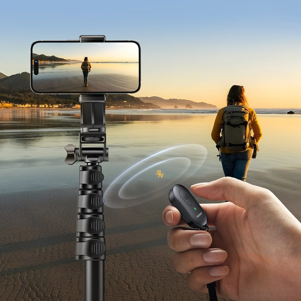 Selfiestick med stativ och Bluetooth-fjärrkontroll lång selfiestick 1,8m svart