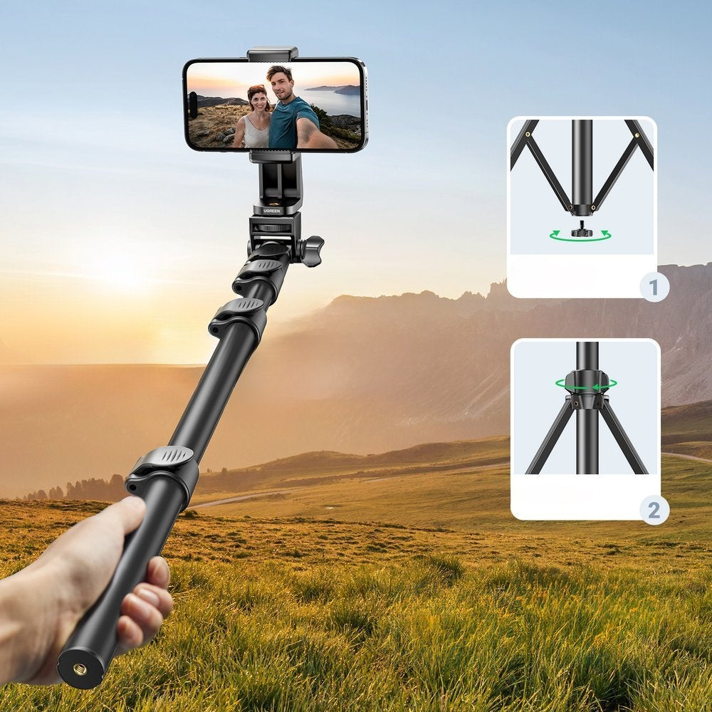 Selfiestick med stativ och Bluetooth-fjärrkontroll lång selfiestick 1,8m svart