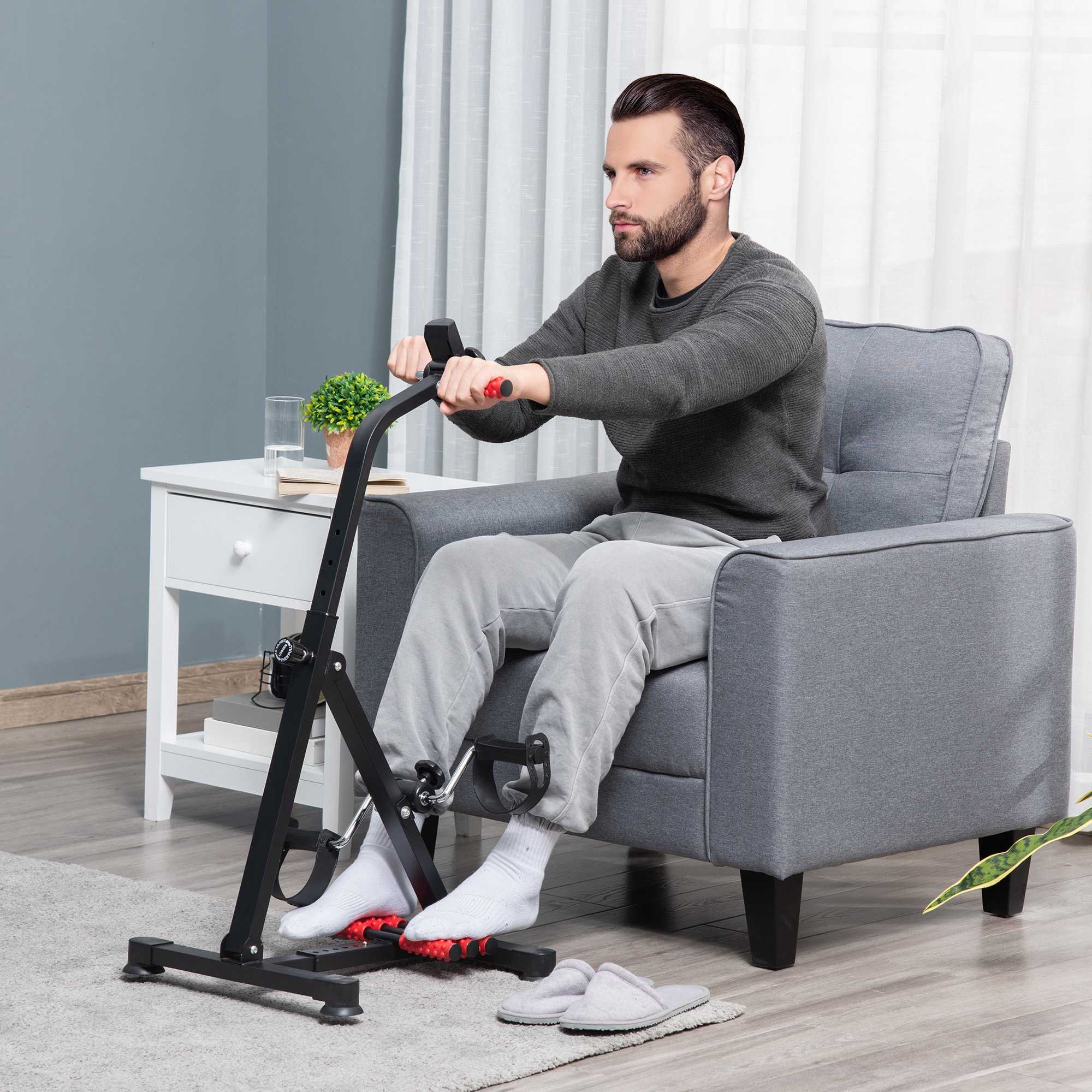 Seniormotionscykel med LCD-skärm och massagerullar