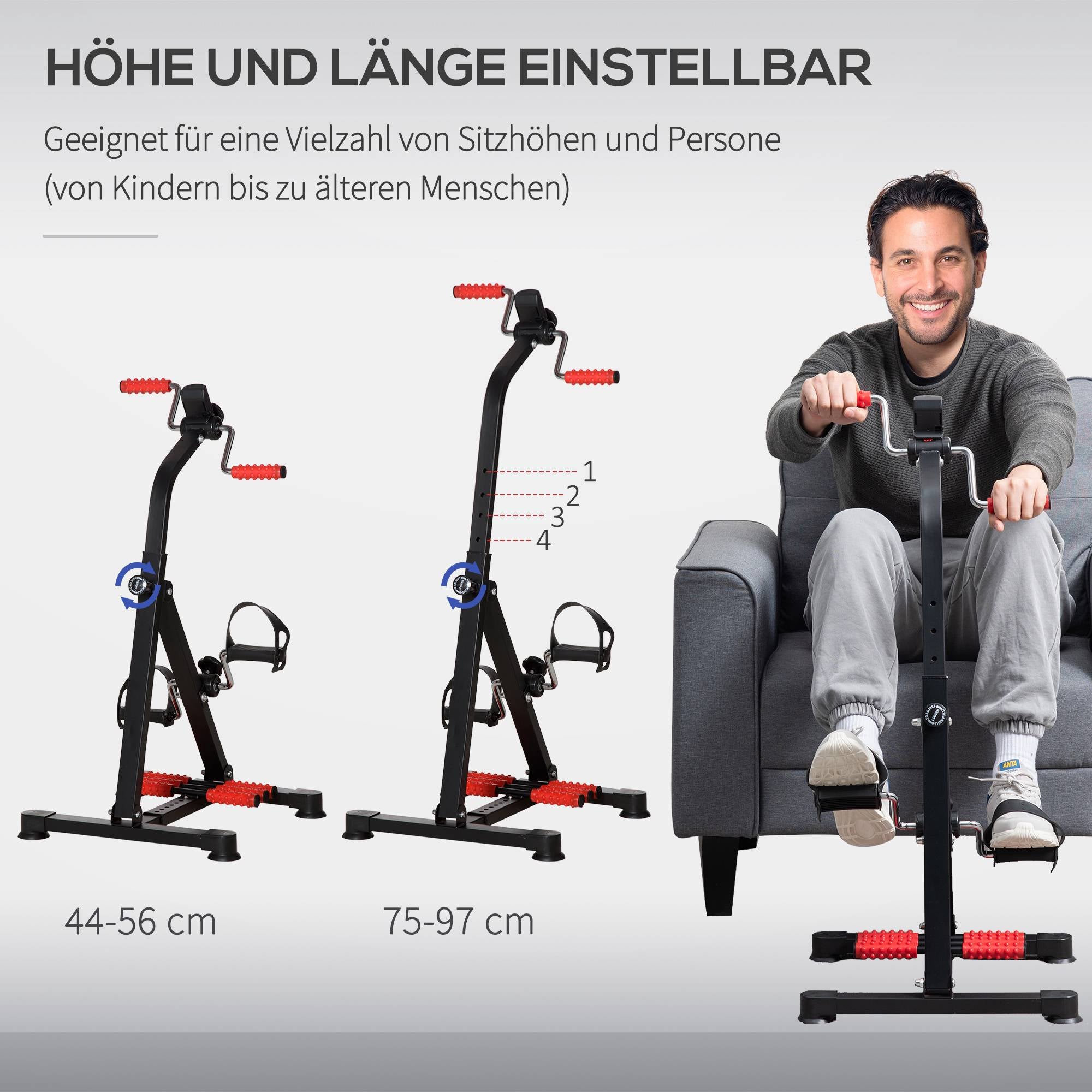 Seniormotionscykel med LCD-skärm och massagerullar