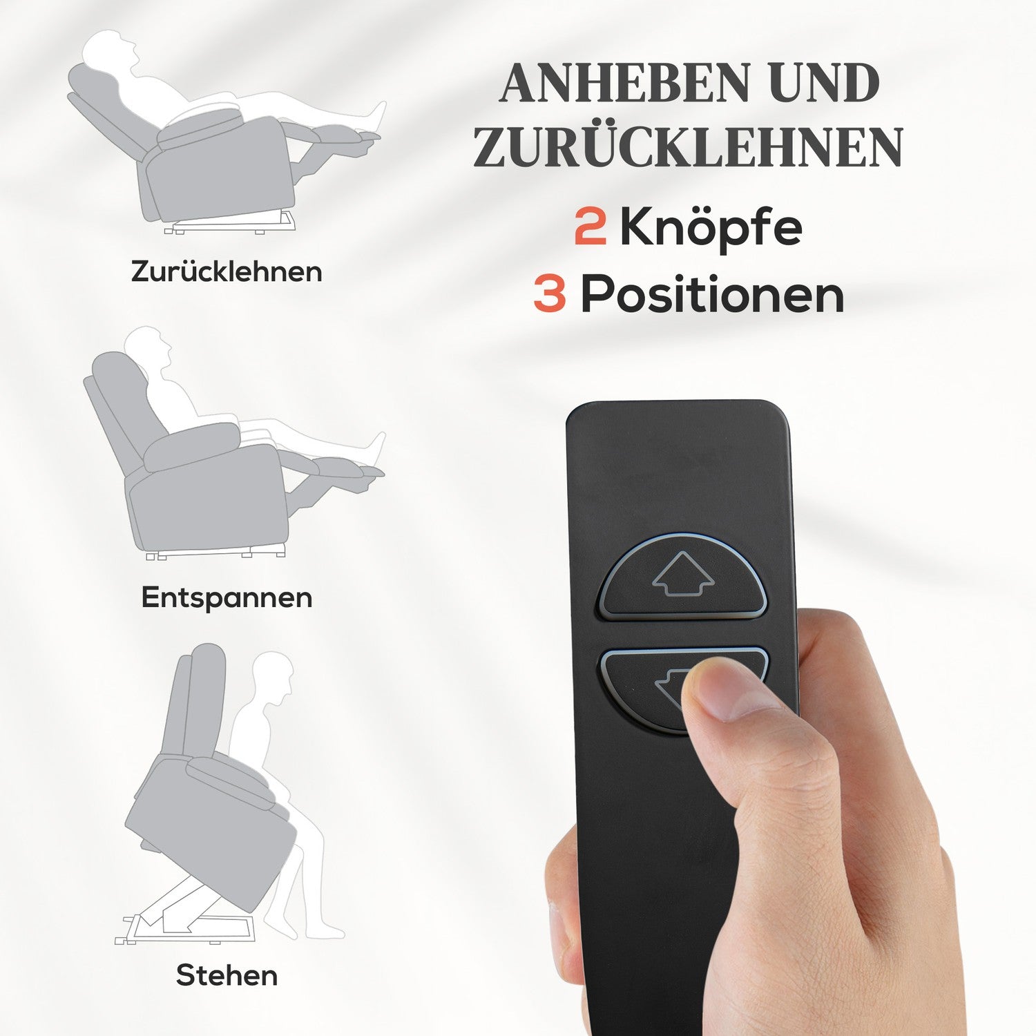 Elektrisk vilstol med stå-upp-hjälp, massage & värme