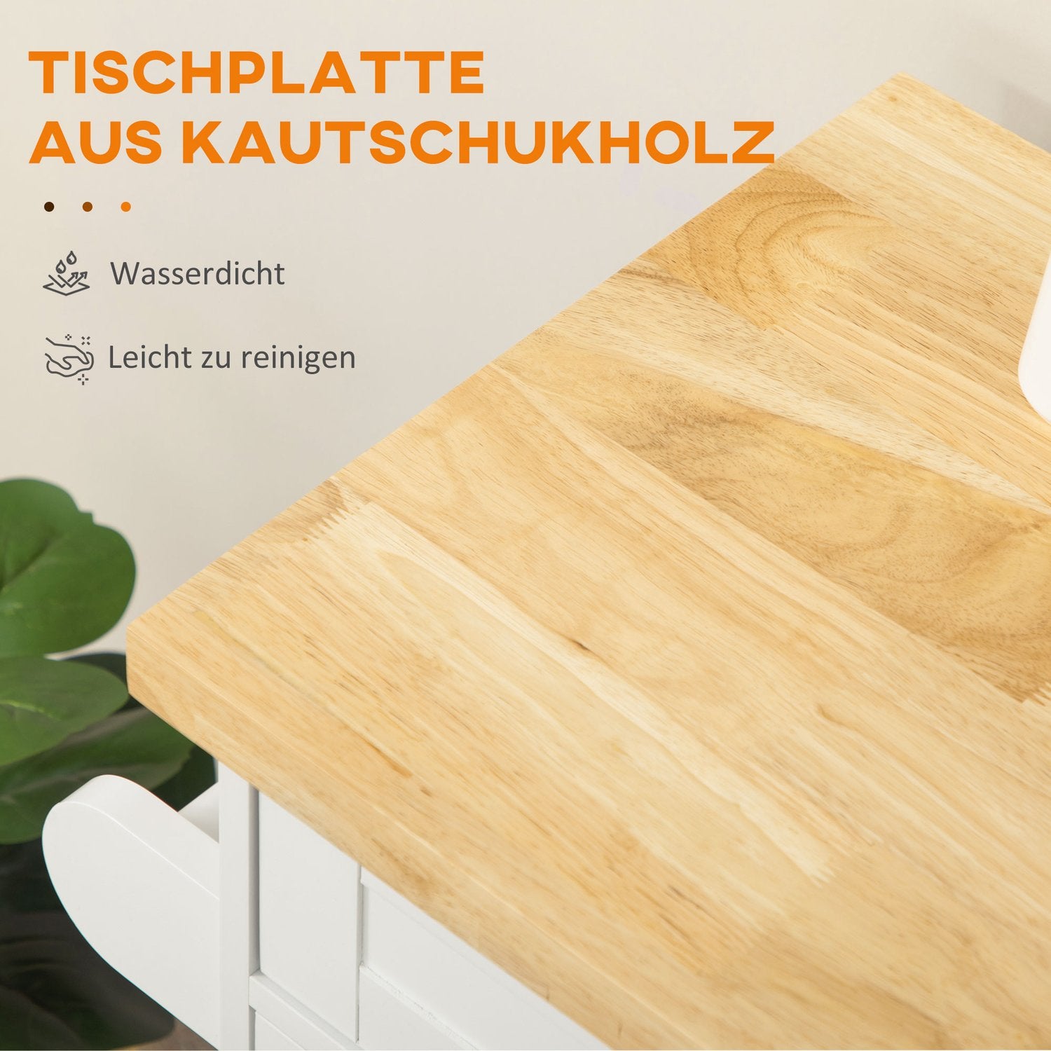 Köksvagn med bänkskiva, kryddställ & handdukshållare