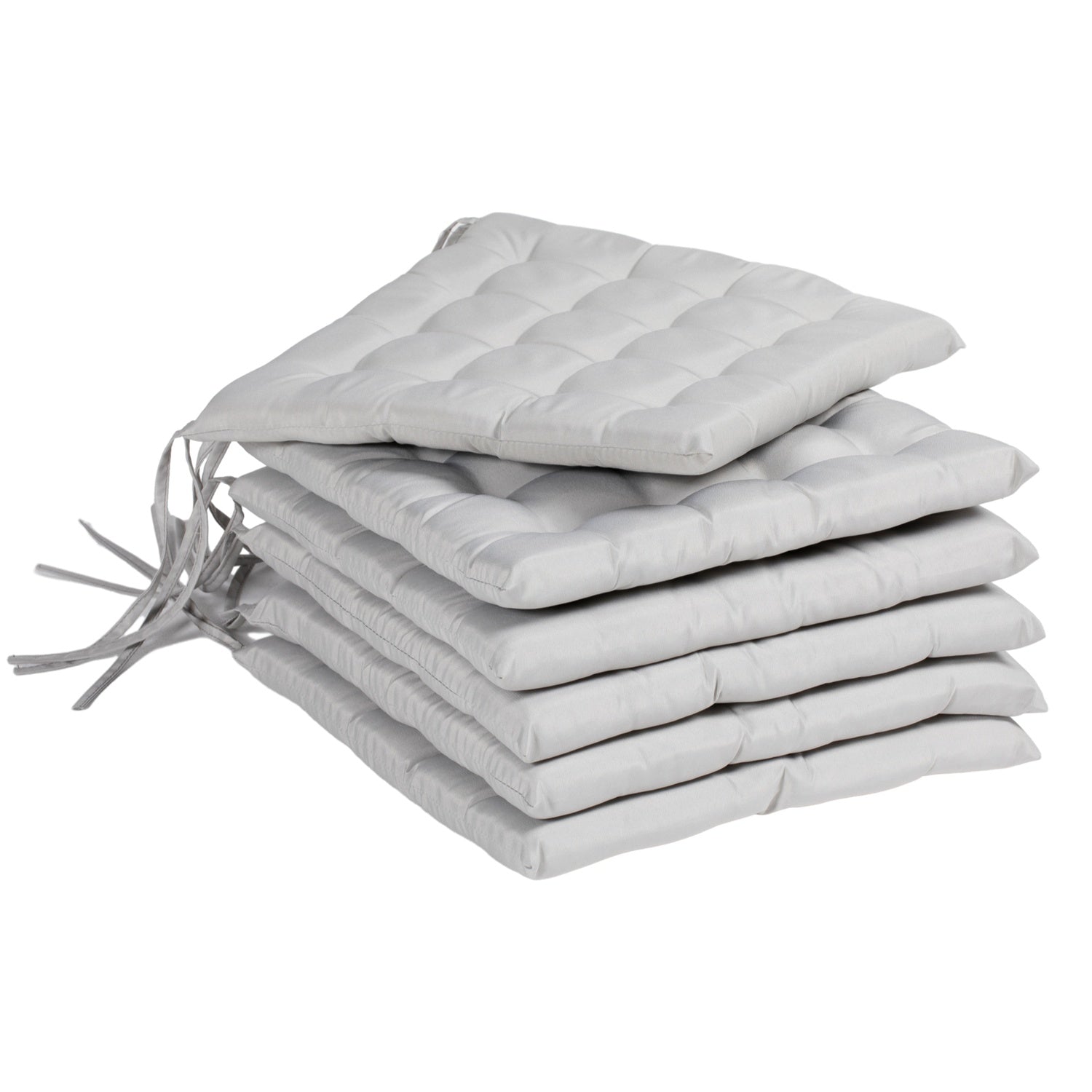 Ljusgrå sittdynor med knytband – Set om 6, 40x40 cm