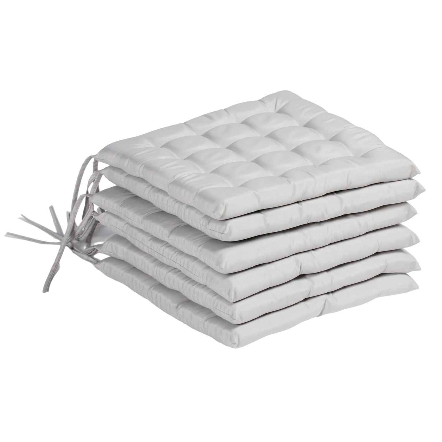 Ljusgrå sittdynor med knytband – Set om 6, 40x40 cm