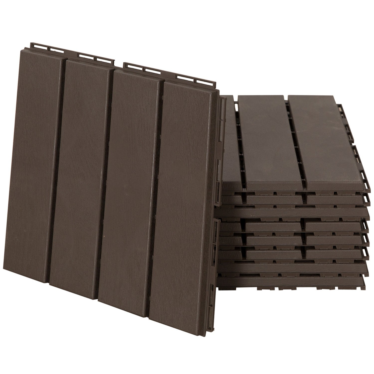 Trädgårdsterrass Click Golvplattor, Set om 9, 30x30 cm Brun