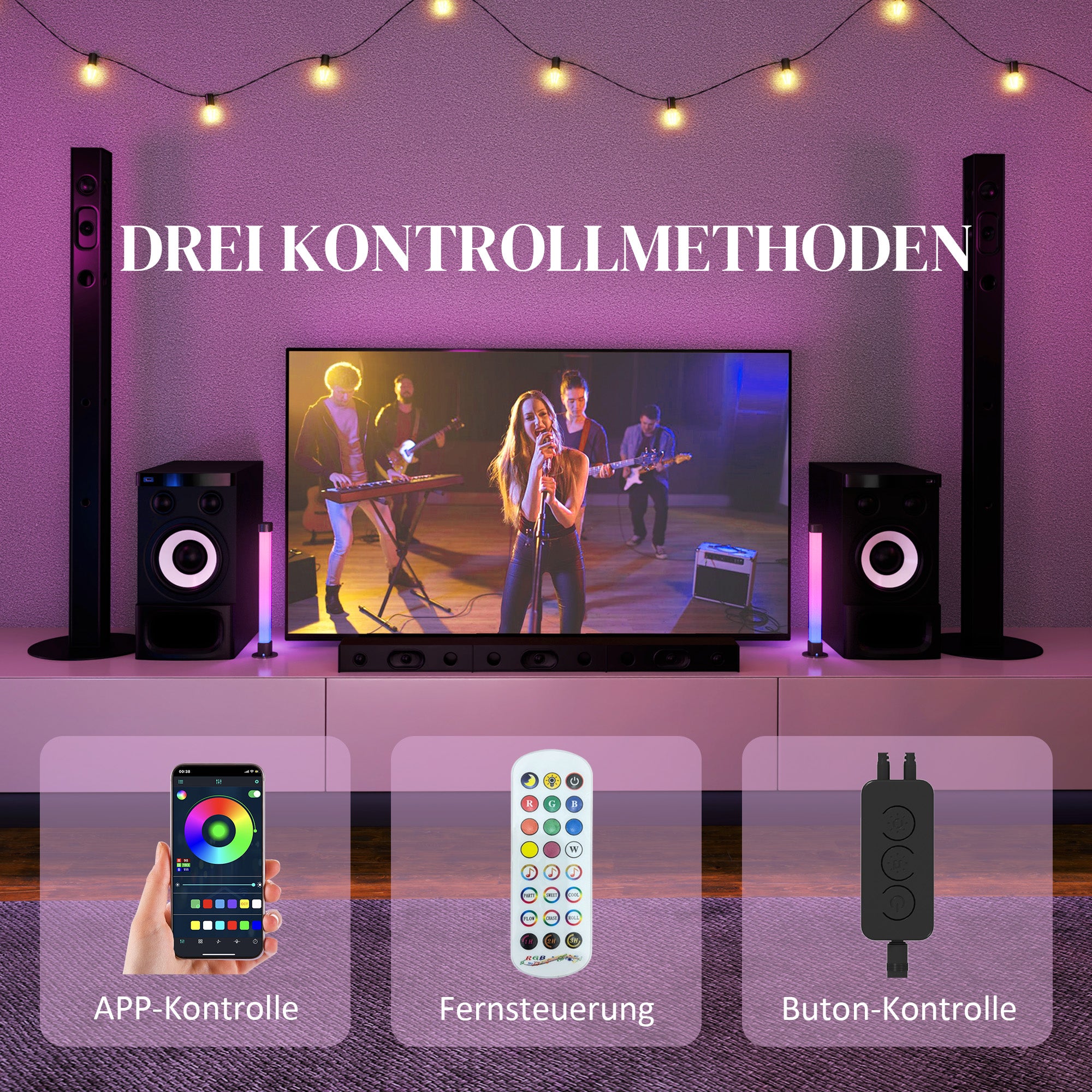 Smarta bordslampor, set med 2 – fjärrkontroll, färglägen, timer