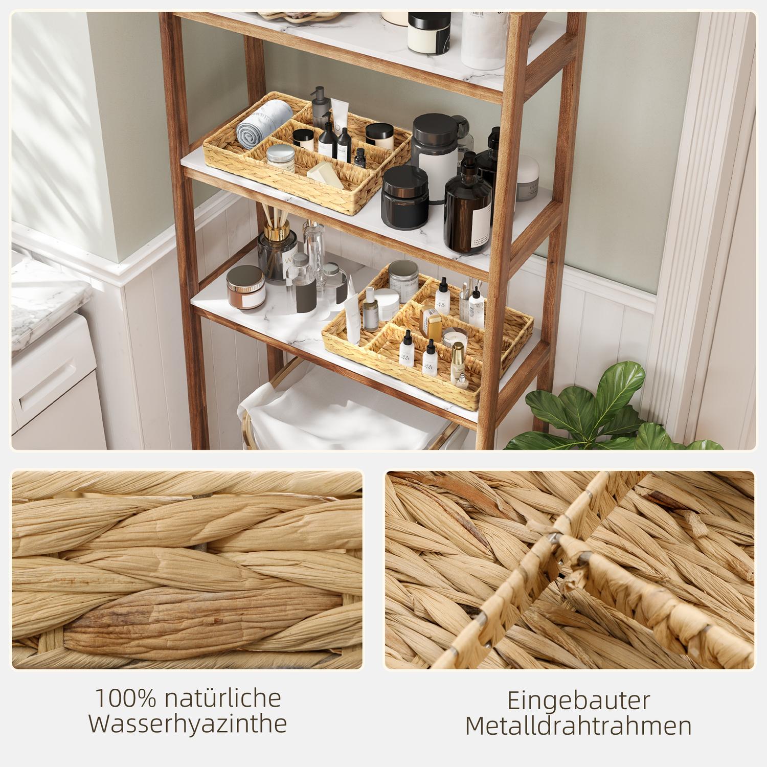 Vävda förvaringskorgar för vattenhyacint, set med 2, naturligt trä