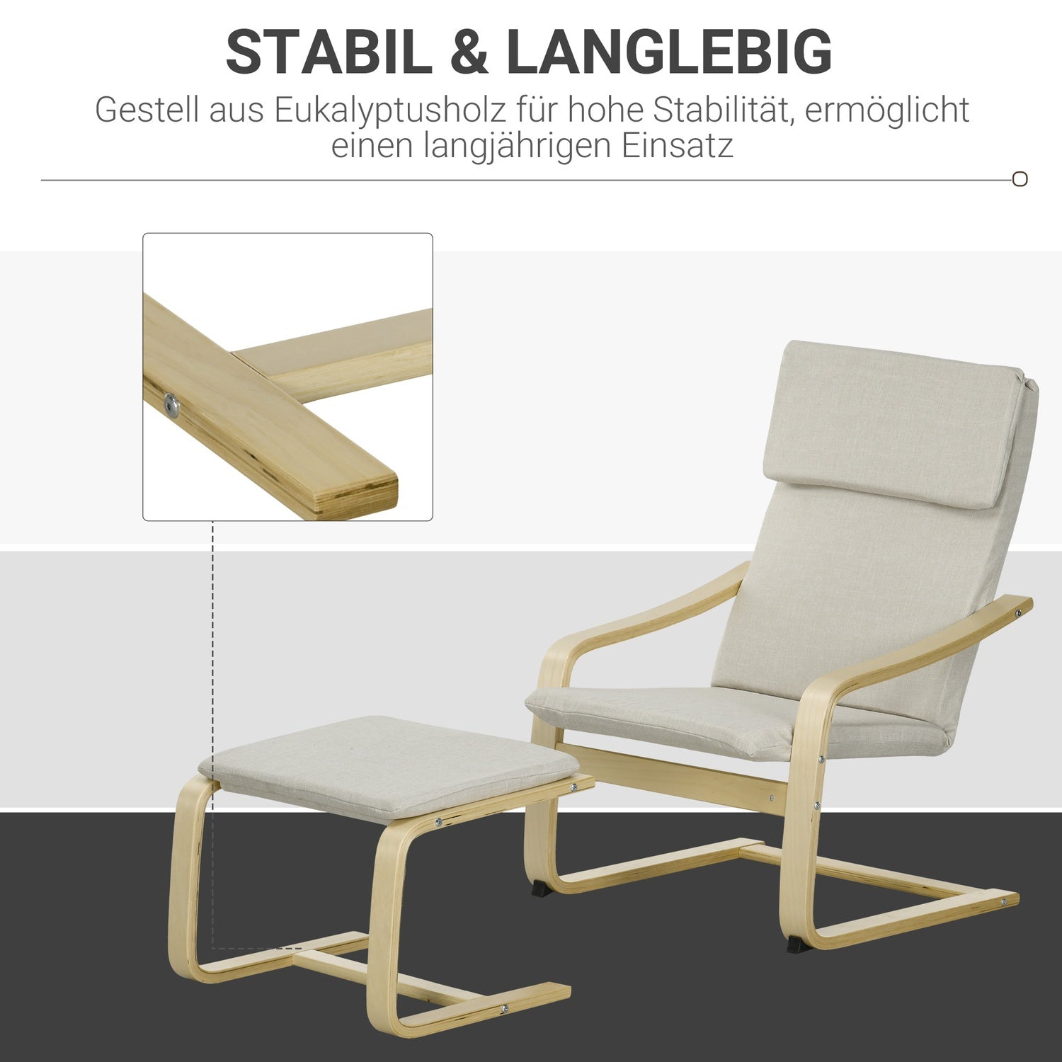 Fåtöljer Set, Krämvitt Linne, Armstöd & Nackstöd