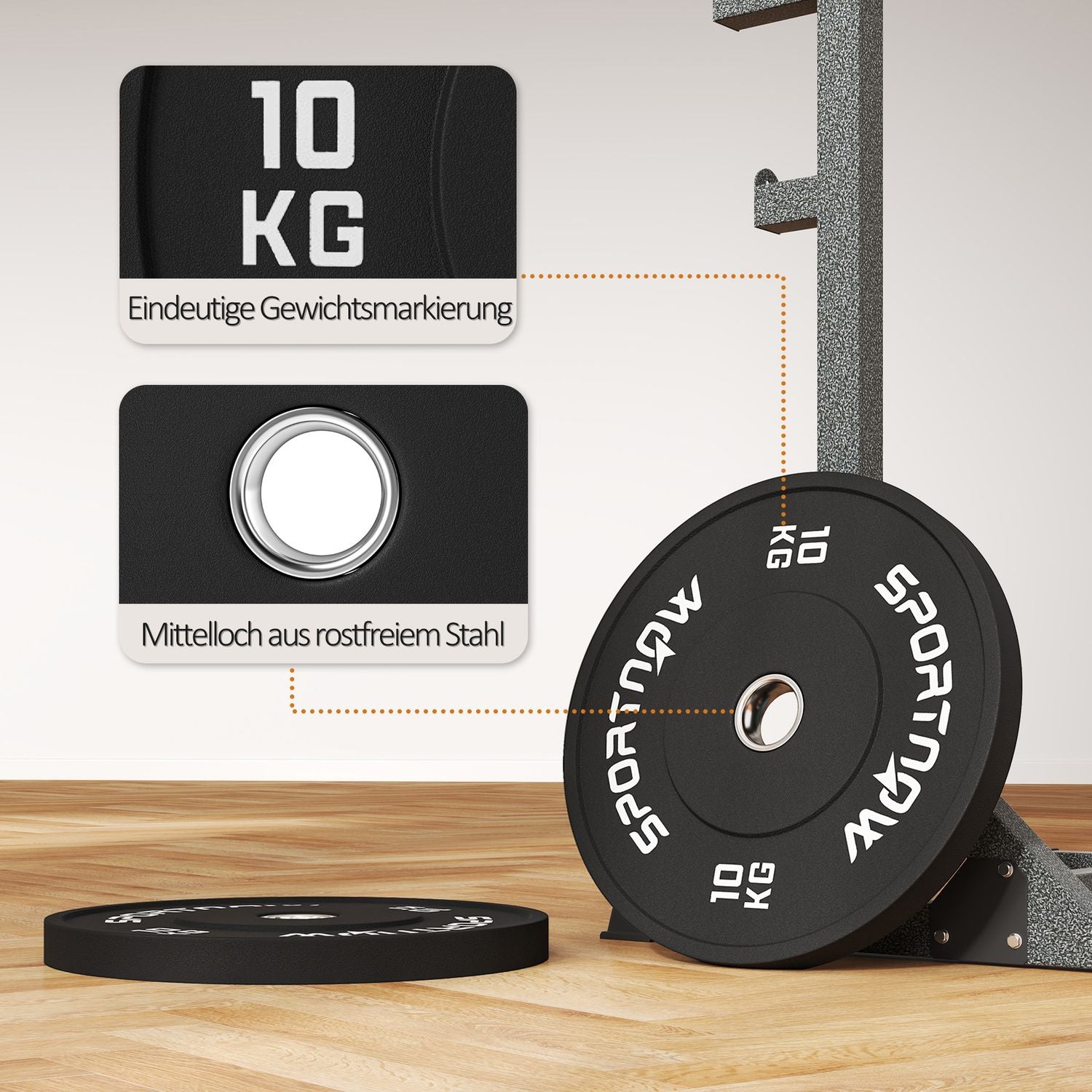 Hantel Viktskivor Set, 2x10kg, Ø 50mm, Svart