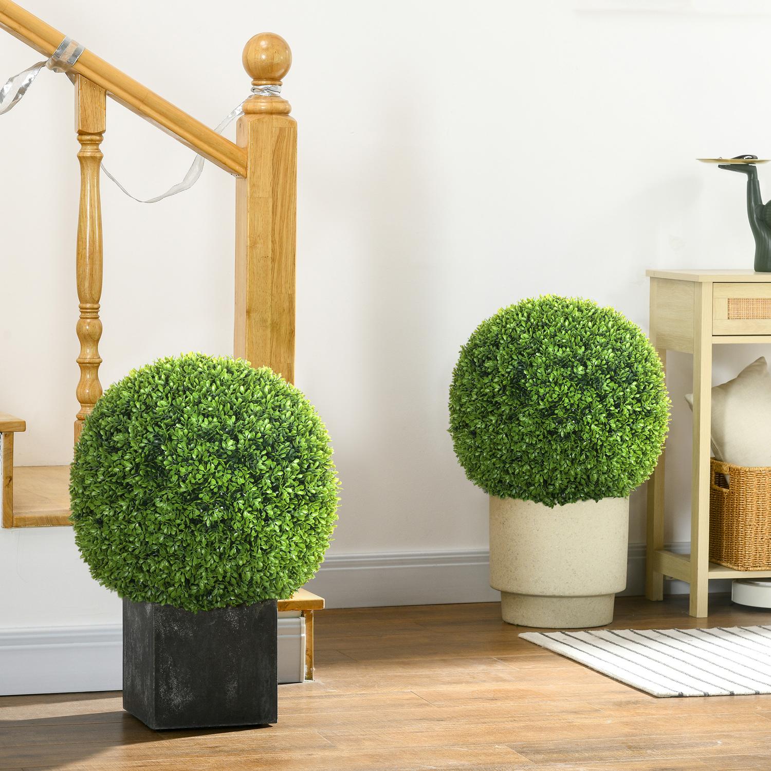Set med 2 konstgjorda buxbombollar 40 cm för inomhus-/utomhusdekor