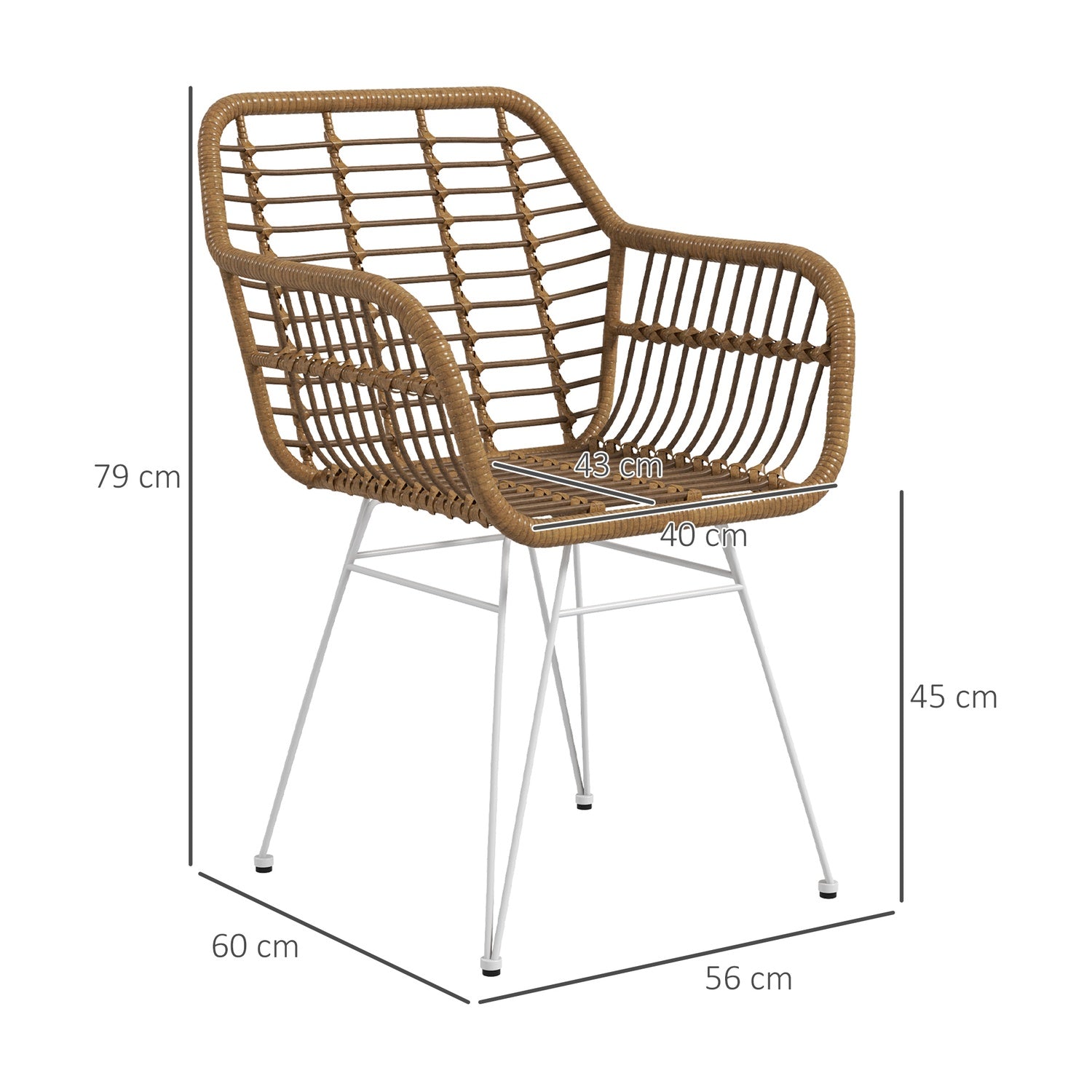 Matstolar i rotting, ergonomiska, 120 kg kapacitet, Boho Style