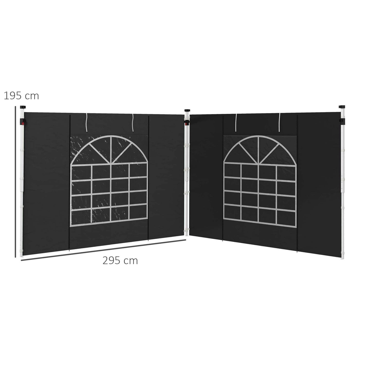 Svarta vattentäta paviljongsidopaneler – 3x3/3x6 m, vindskydd