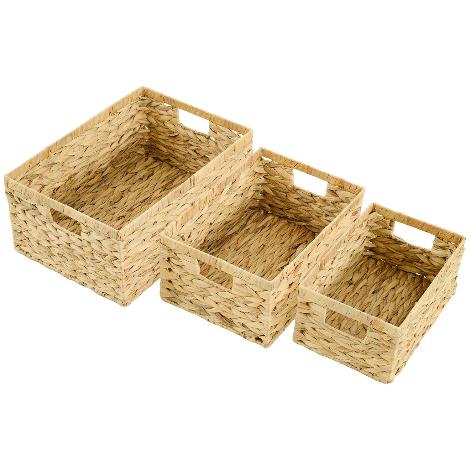 Vävda förvaringskorgar för vattenhyacint, set om 3, 40x30x18 cm