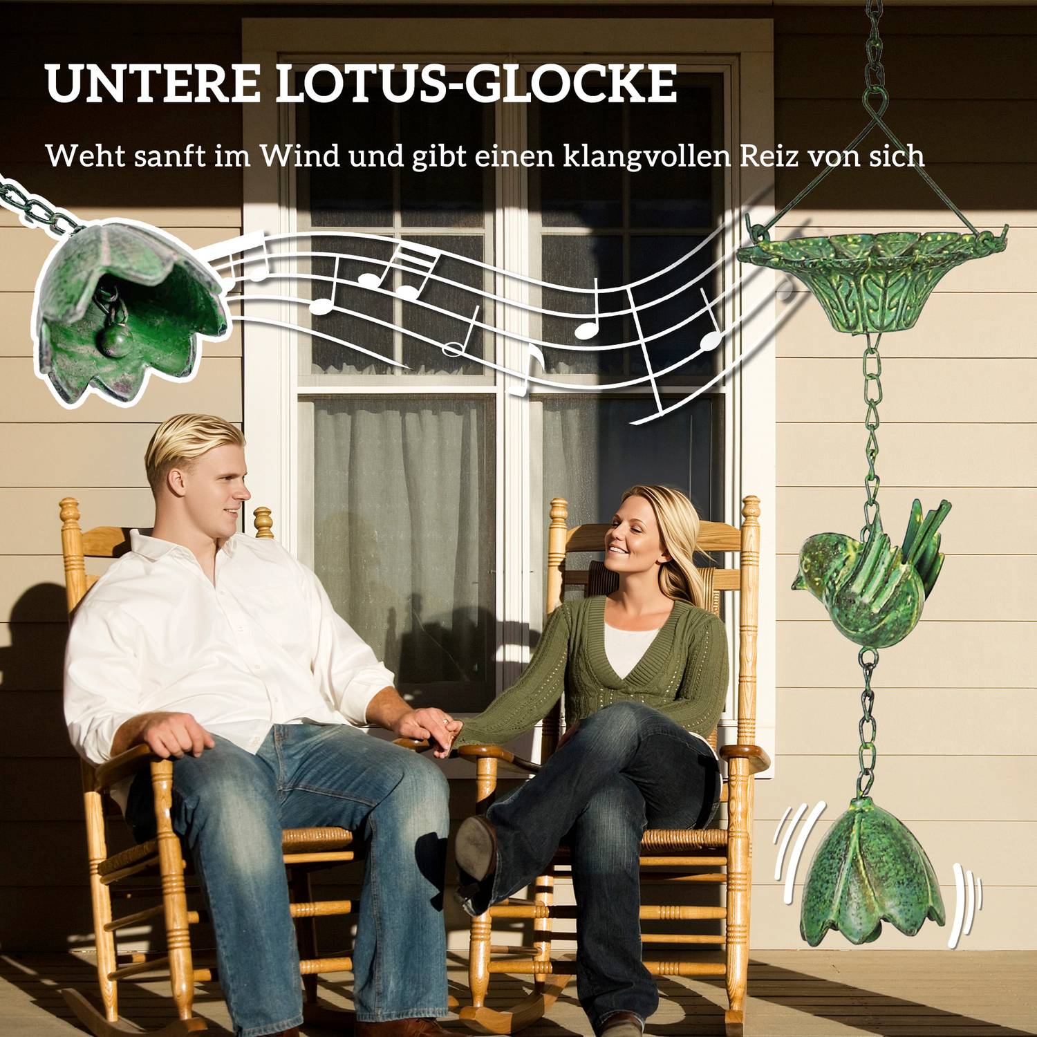 Metallregnkedjor för hängrännor, 3 set med klockor, 123 cm