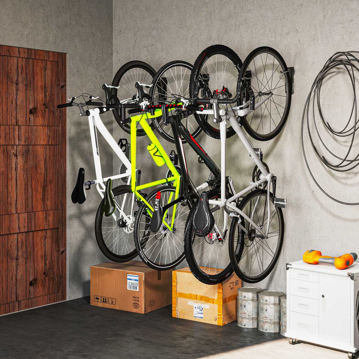 Vertikal cykelväggmonteringssats, hopfällbar, rymmer 30 kg, svart