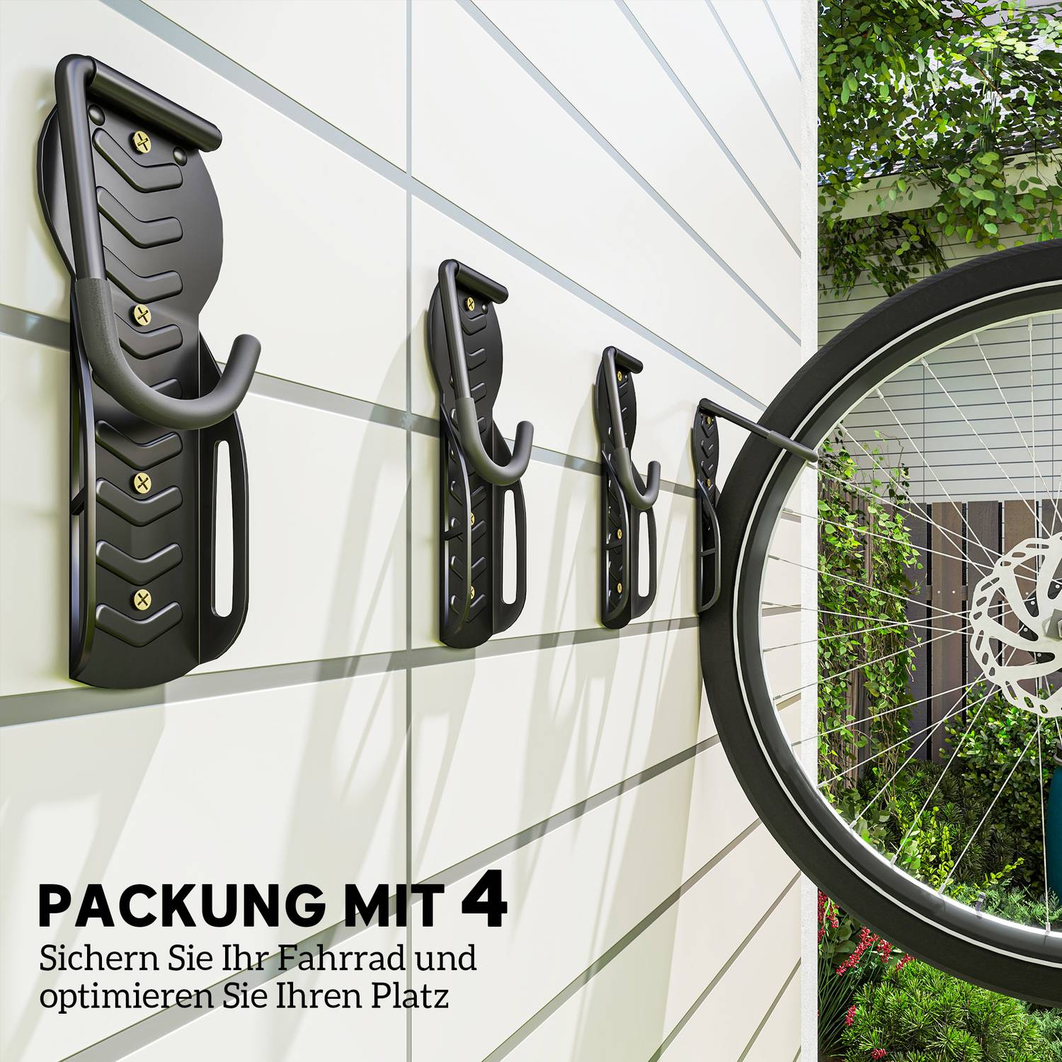 Vertikal cykelväggmonteringssats, hopfällbar, rymmer 30 kg, svart
