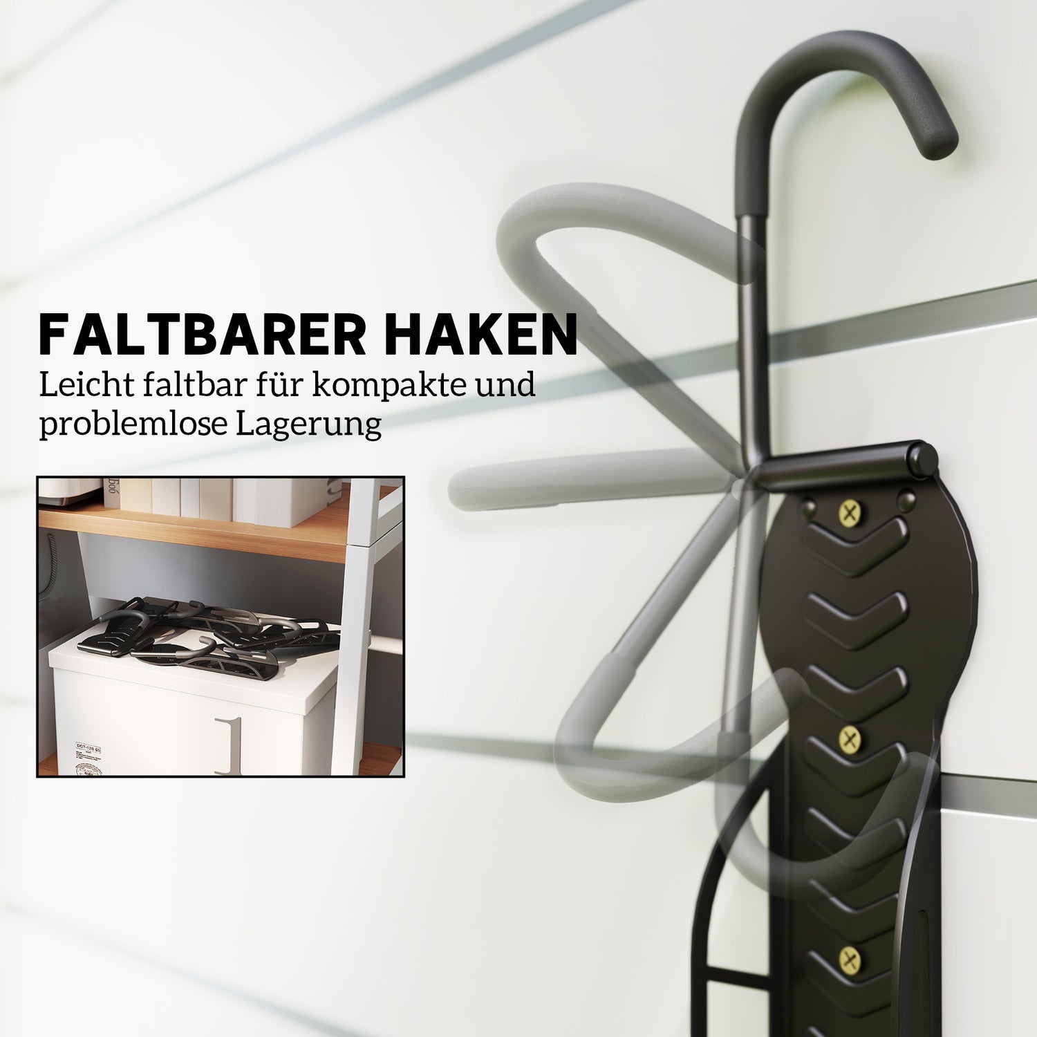 Vertikal cykelväggmonteringssats, hopfällbar, rymmer 30 kg, svart