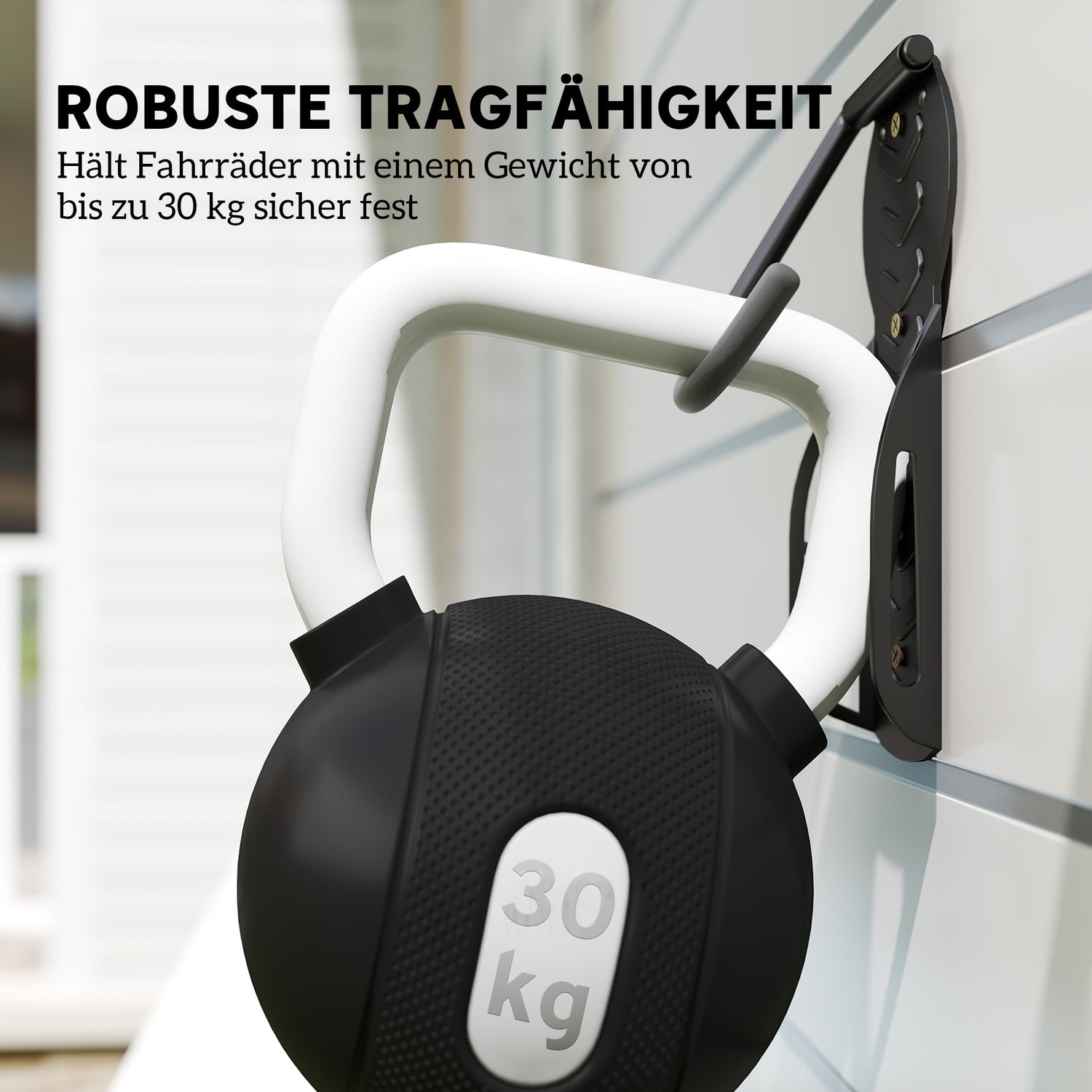 Vertikal cykelväggmonteringssats, hopfällbar, rymmer 30 kg, svart