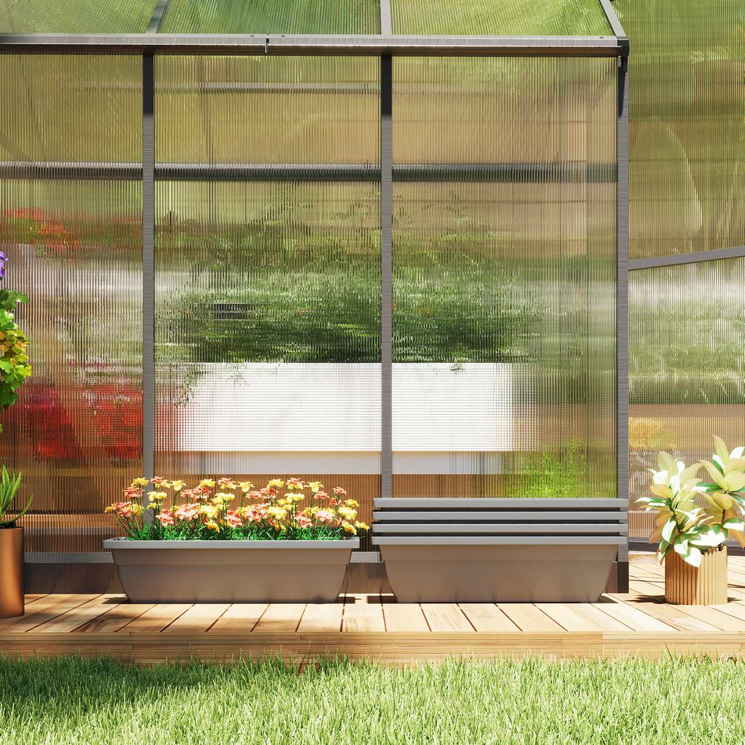 Set med 5 stapelbara väderbeständiga blomkrukor, 59x21x16 cm