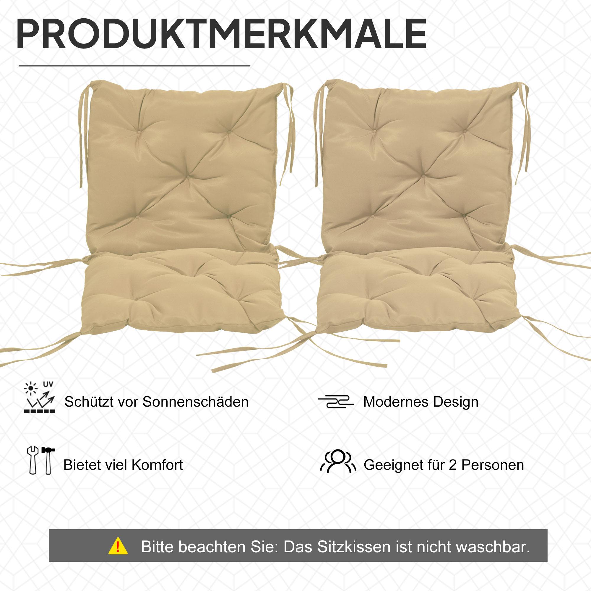 Set med dynor till utomhusstolar, 98x50 cm, kaki, 8 cm tjock