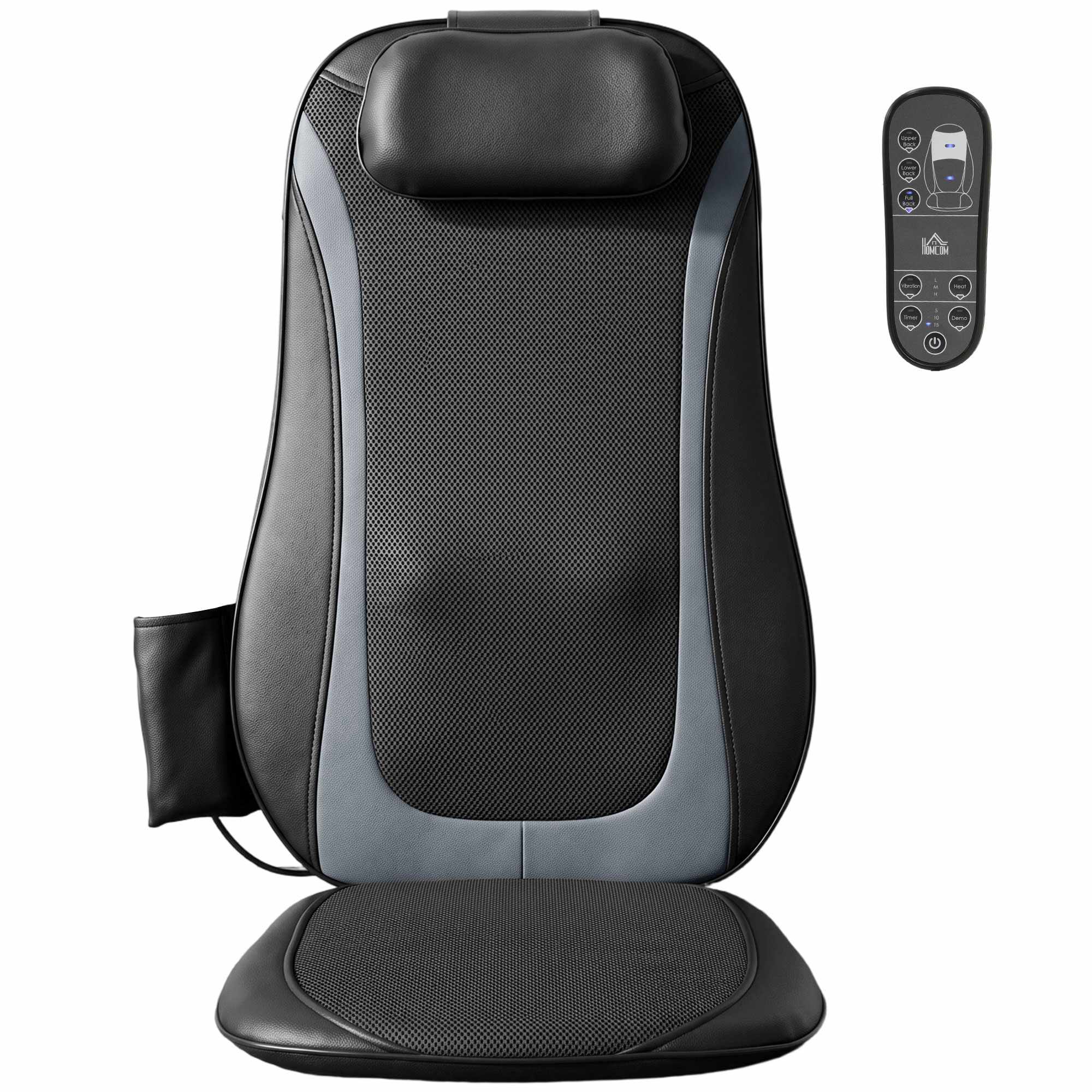 Shiatsu-ryggmassageapparat med värme, 3-nivås sitsvibration