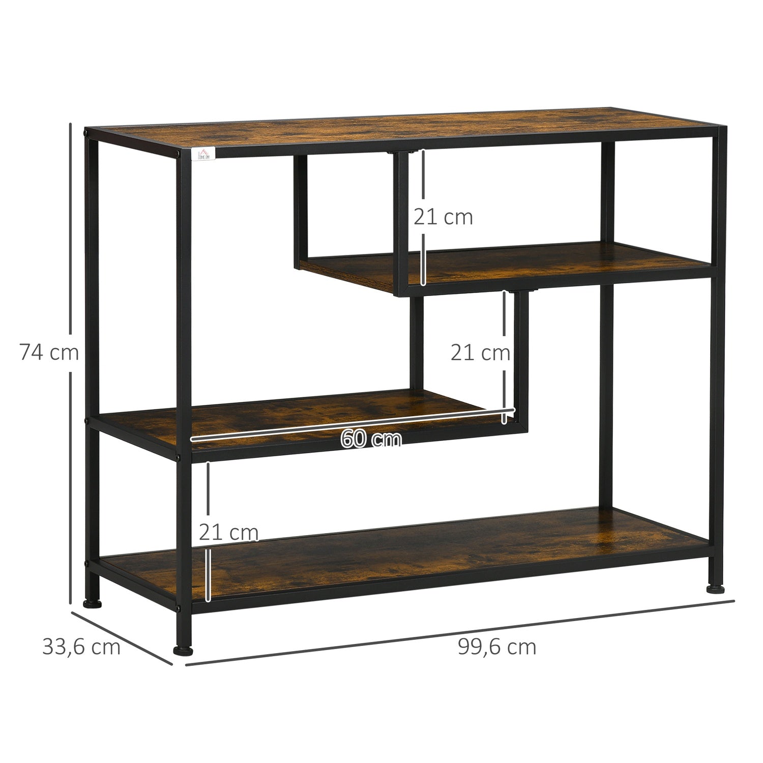 Svart smalt konsolbord – 4 hyllor & spetsskydd