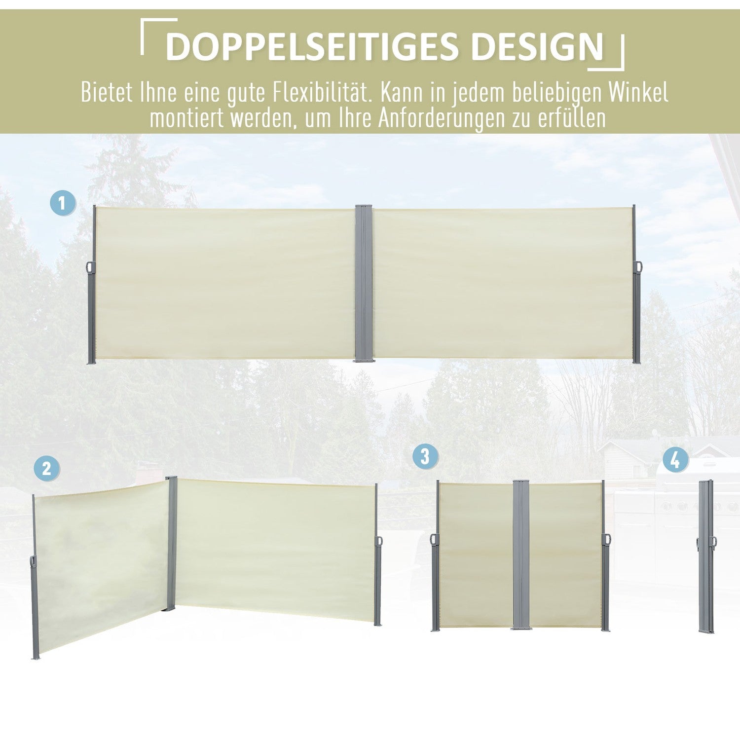 Sidomarkis rullgardin, UV-skyddande polyester, kräm