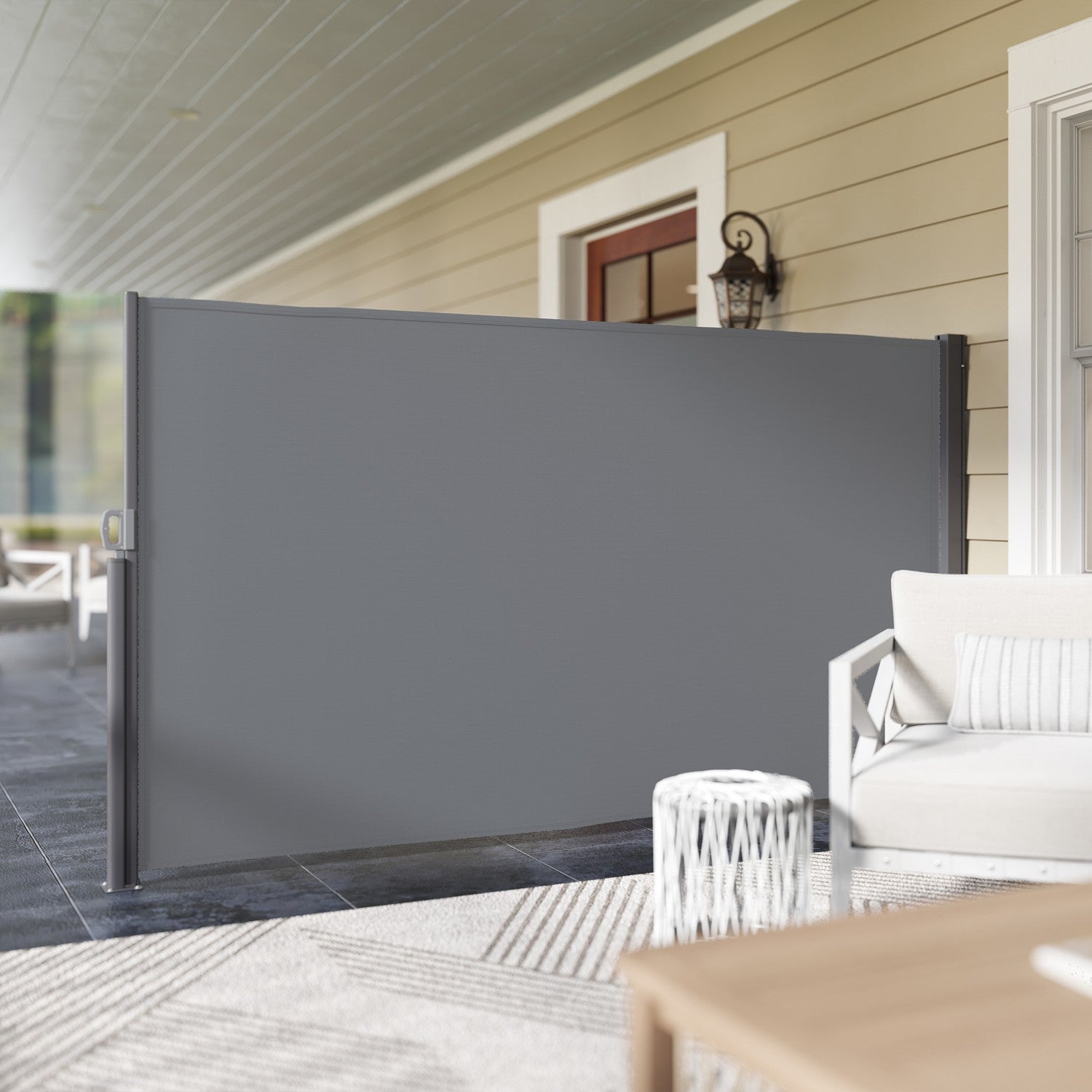 Outdoor Privacy Screen, utdragbar markis, mörkgrå, 300x180 cm