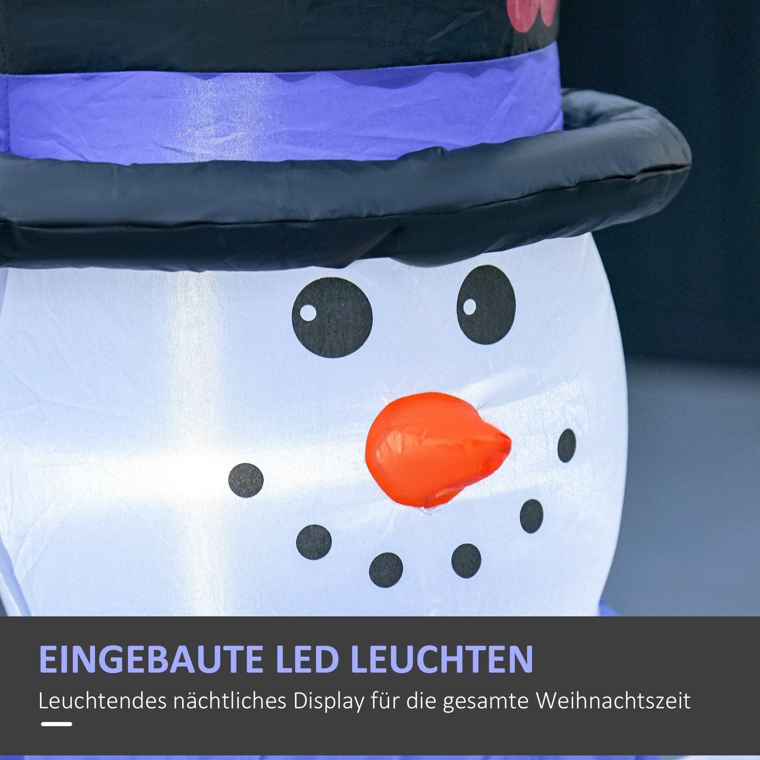 Självuppblåsbar blå LED-snögubbe-familjedekoration, 100x55x120 cm