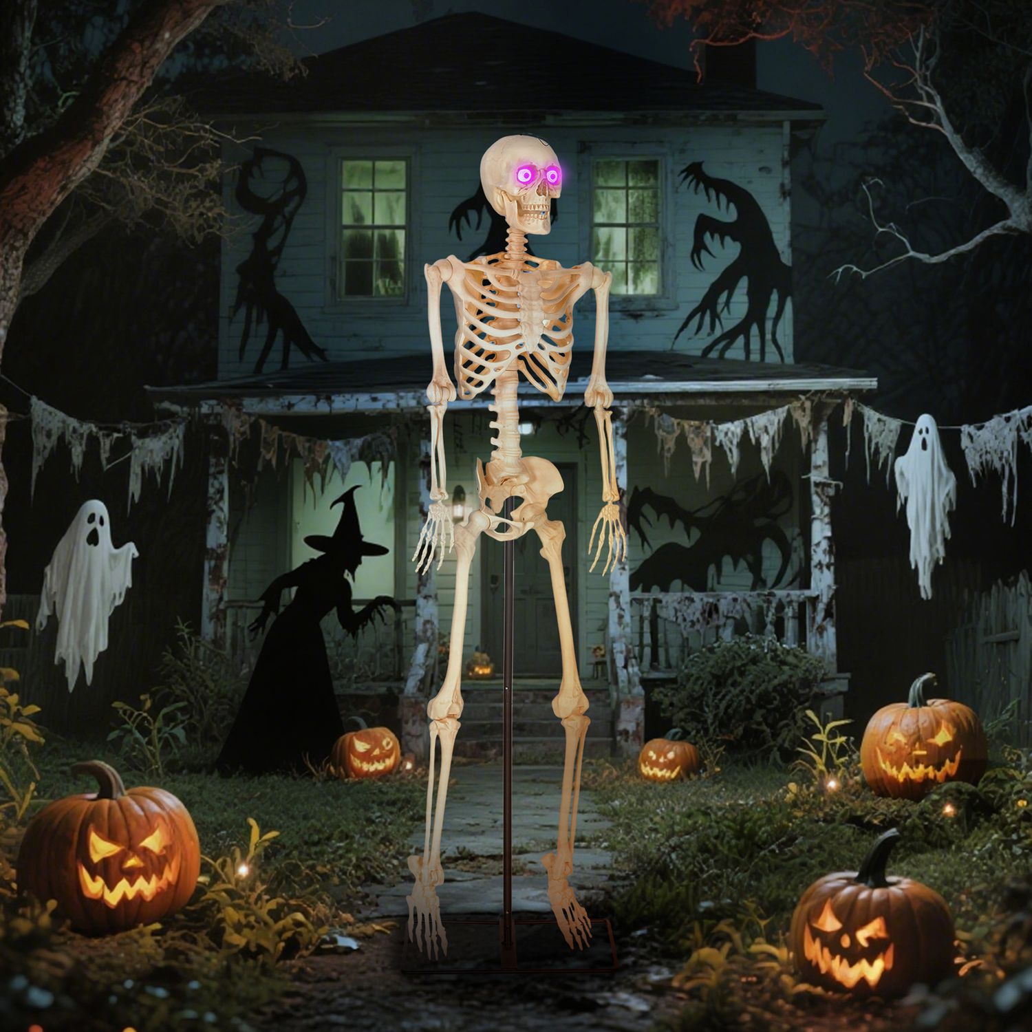 Skelettfigur, Halloweendekoration, 152 cm, Ljudaktiverad