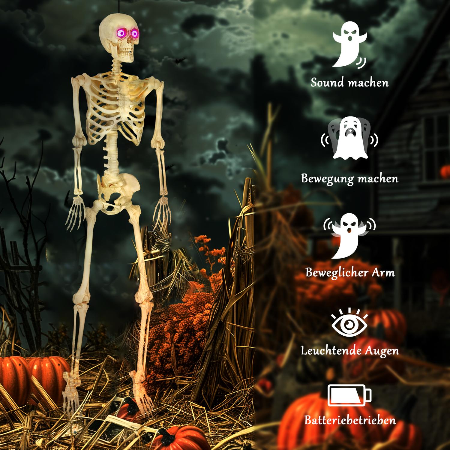 Skelettfigur, Halloweendekoration, 152 cm, Ljudaktiverad