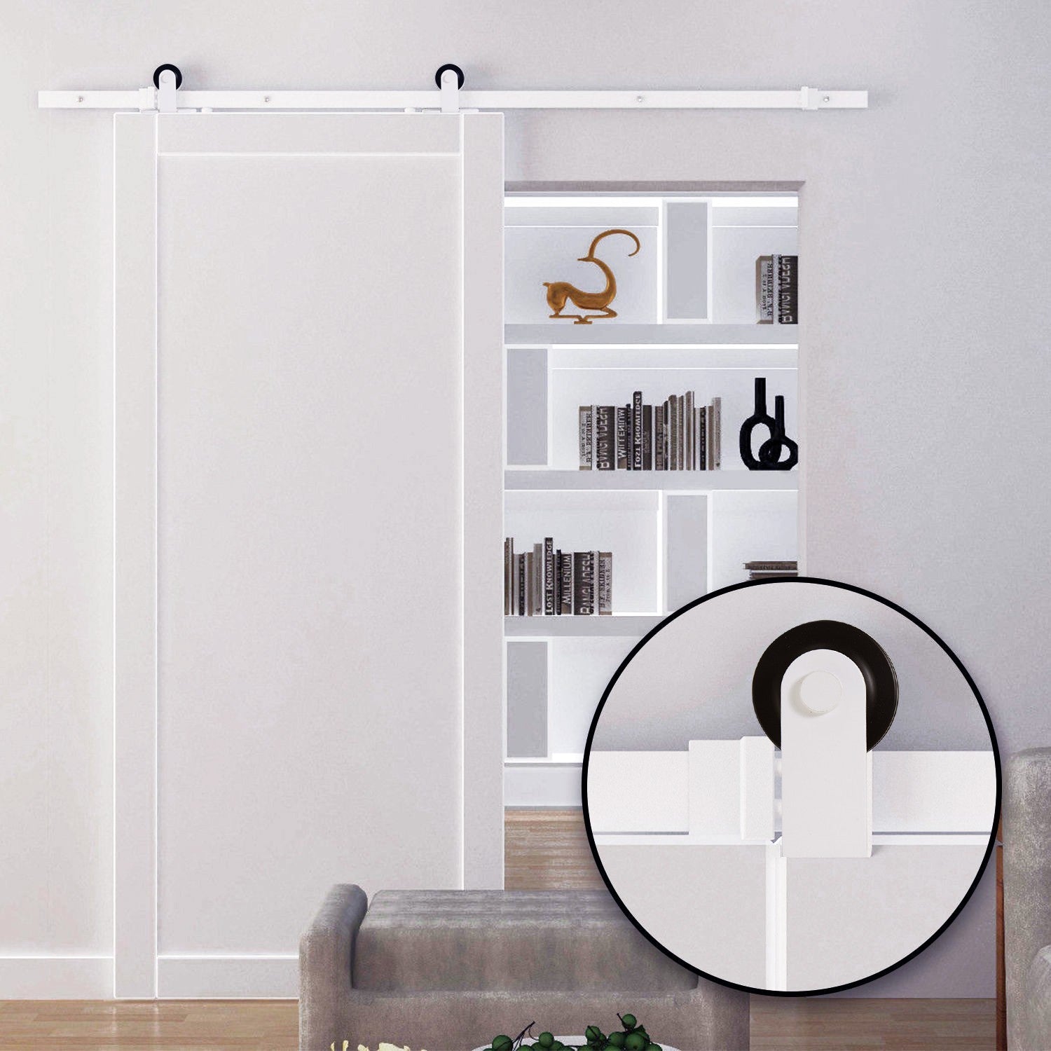 Skjutdörrsystem 183 cm, kolstål, komplett set
